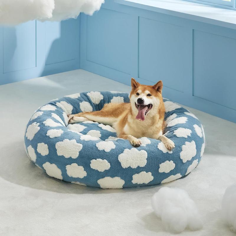 Lesure Donut Dog Bed, Cute Calming Bed for Small/Medium/Large Dogs & Cats, Camas para Perros, Washable, Round Pet Bed, Anti-Slip Bottom, Pet Supplies（Gift of pet hair cleaning tools）