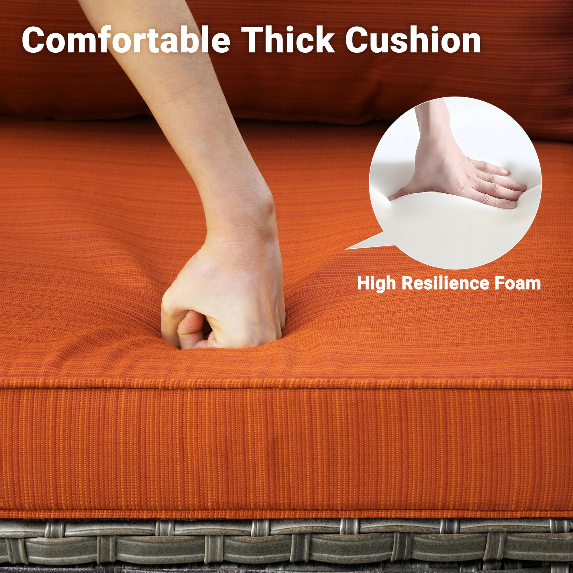 Ovios Patio Vultros 6-Piece Set With Swivel Chair Lover seat and 30'' Propane Fire Pit Table