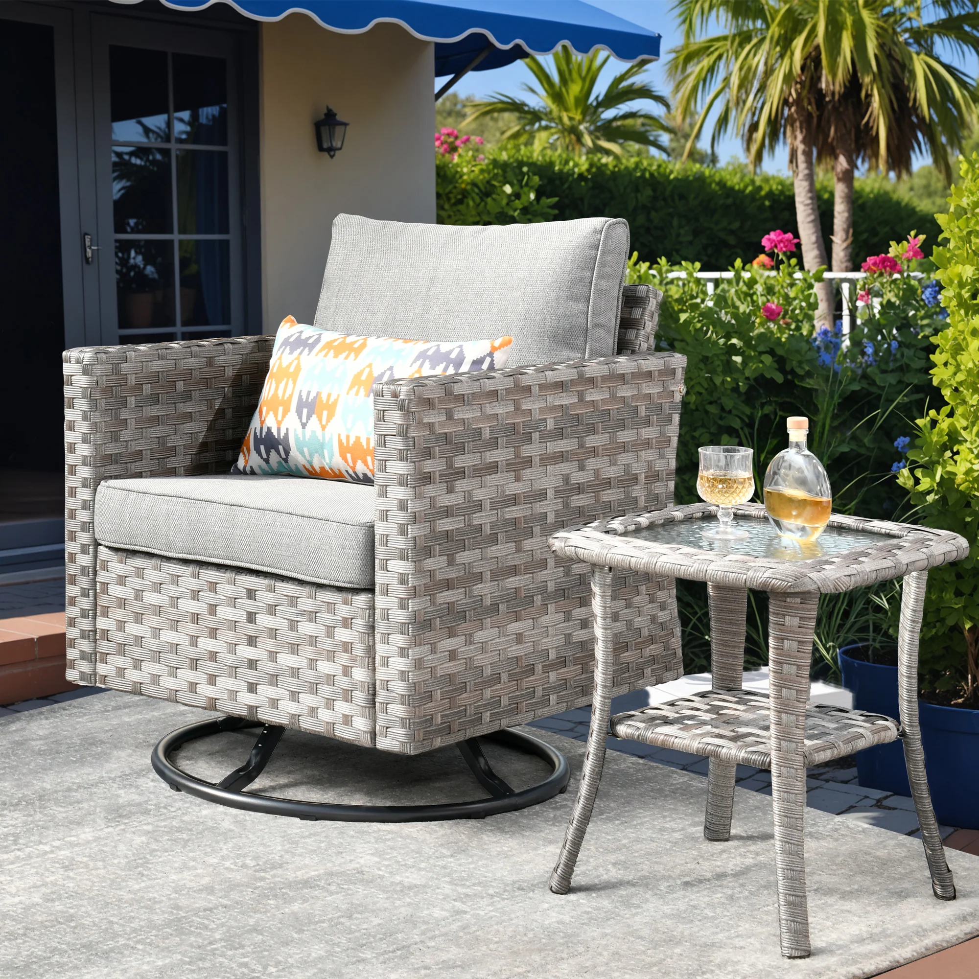 Ovios Rocking Chair Outdoor Table and Chairs matching BBR broad handrails series