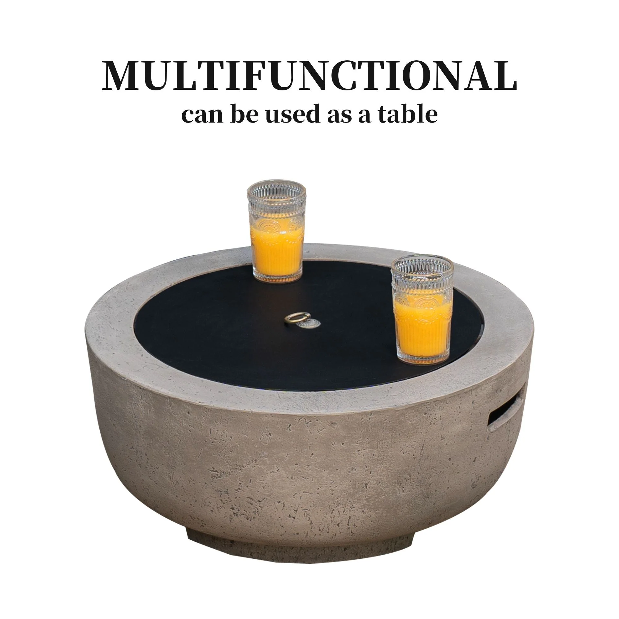 Ovios 23.62'' Round Magnesium Oxide Wood Burning Fire Pit