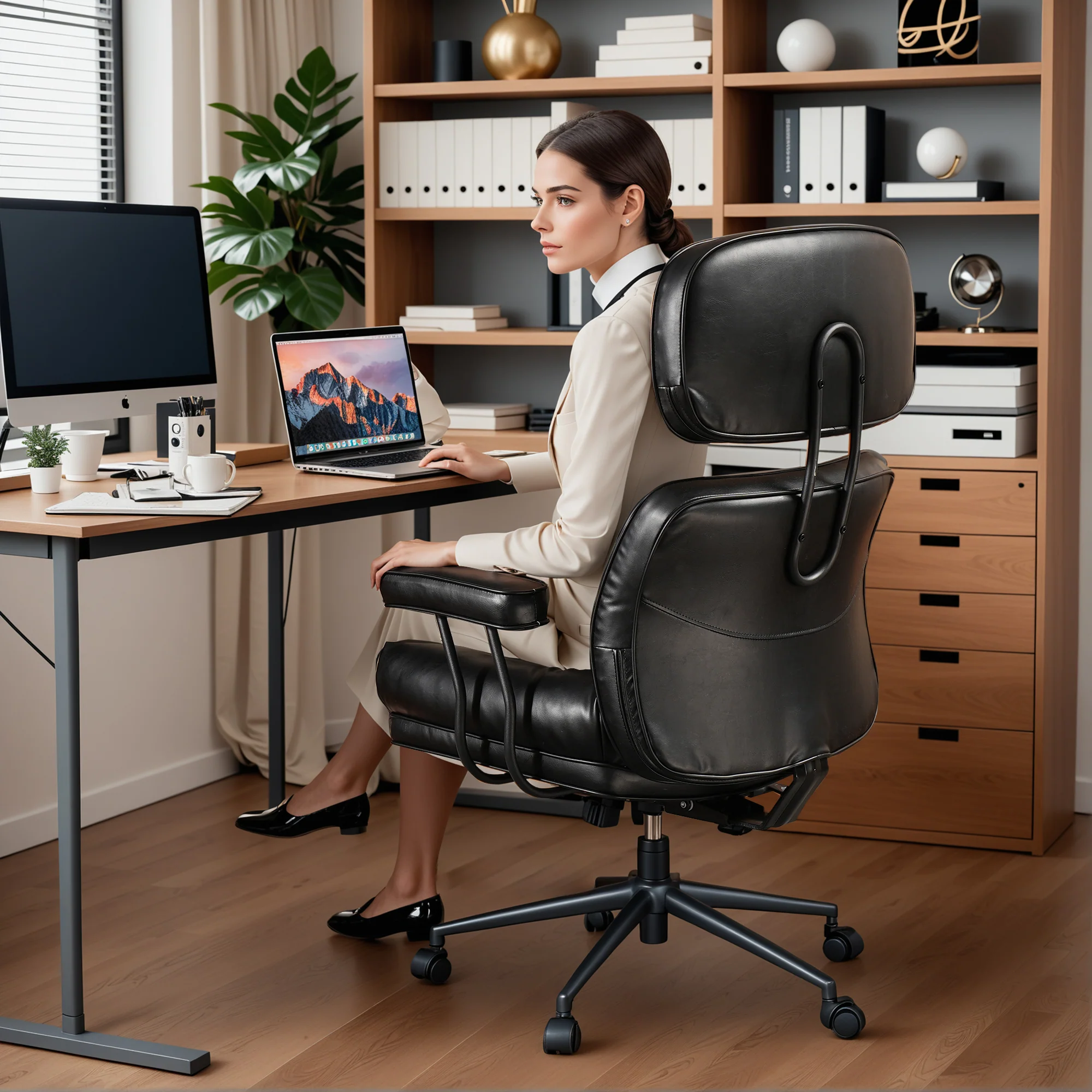 Ovios Office Executive Chair Oversize Cushions PU Fabric