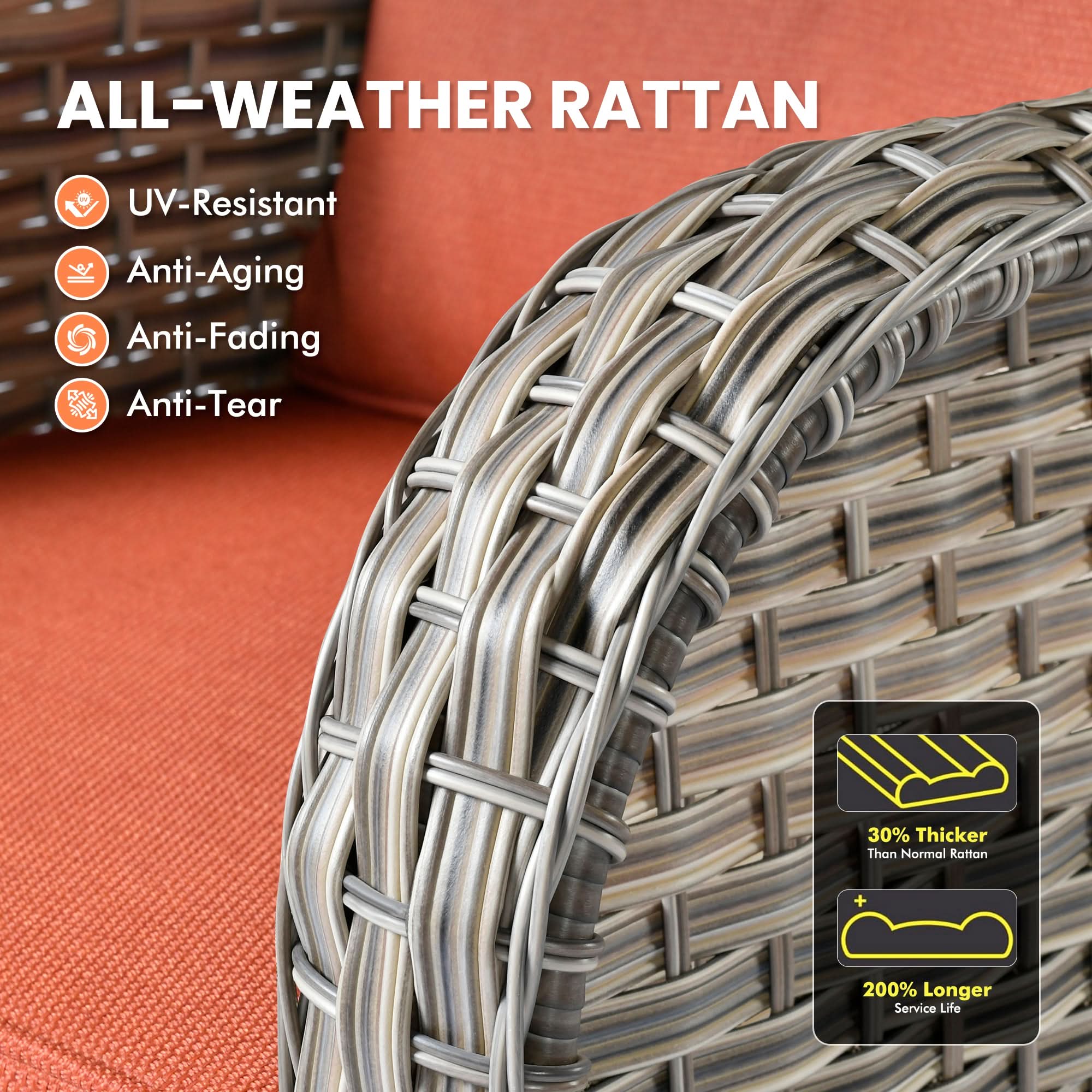 Ovios VNC Series Patio Swivel Chair 3-Piece Set