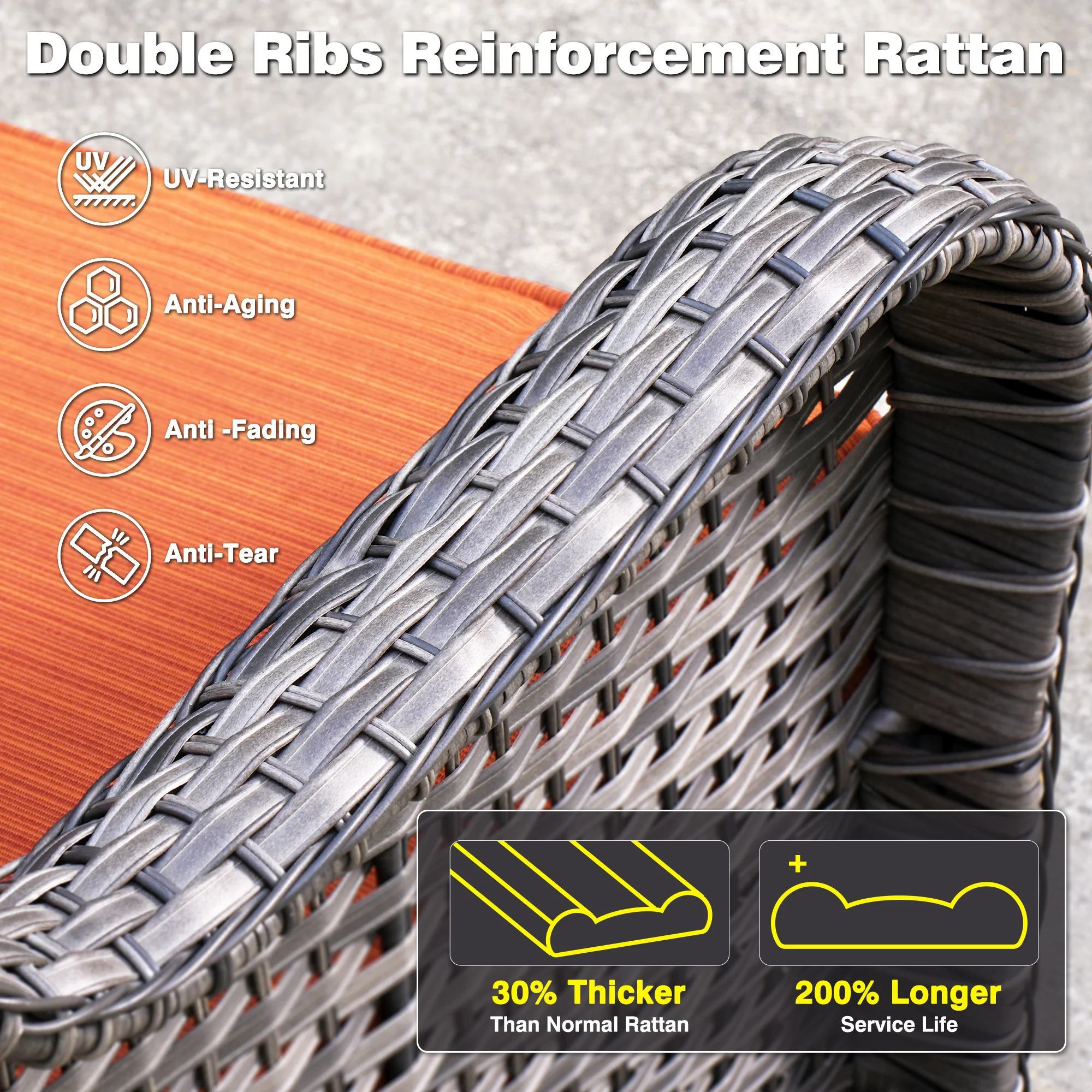 Ovios Patio Furniture Set 3-Piece with Swivel Chairs and Side Table Kenard