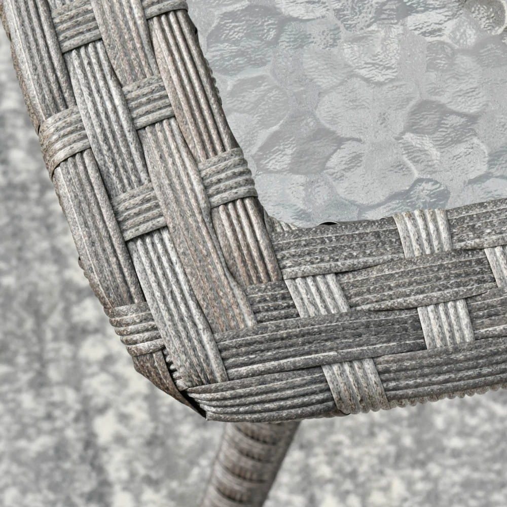 Ovios Balcony Side Table with Tempered Glass Top for BBR/BRS Series