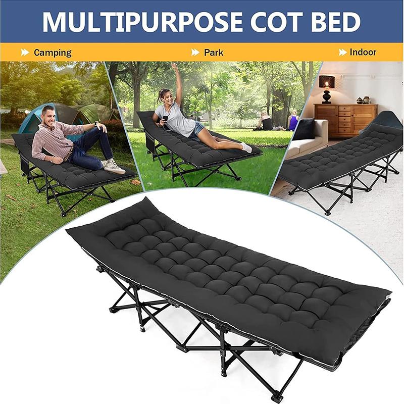 Heavy Duty Double Layer Folding Bed - 1200D 900lb Loading Cot For Adults, Portable Camping Guest Bed With Mattress And Carrying Bag For Home And Outdoor Sleeping, MattressCarrying Bag Home Camping