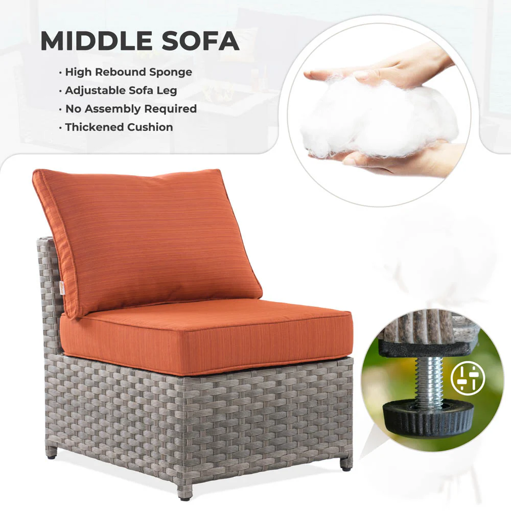 Ovios New Rimaru Series Patio Furniture Set 15-Piece include Swivel Chairs and 42