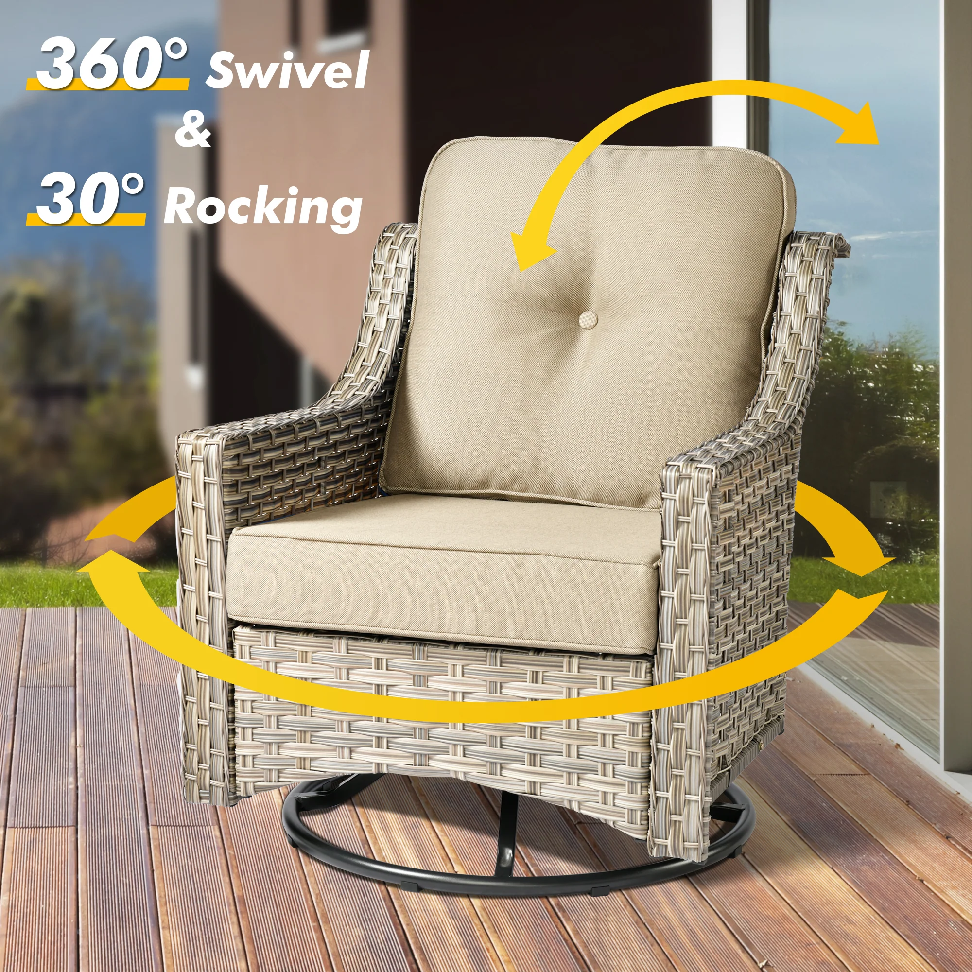 Ovios Conversation Set 5-Piece PAD Series include Rocking Chair & 47