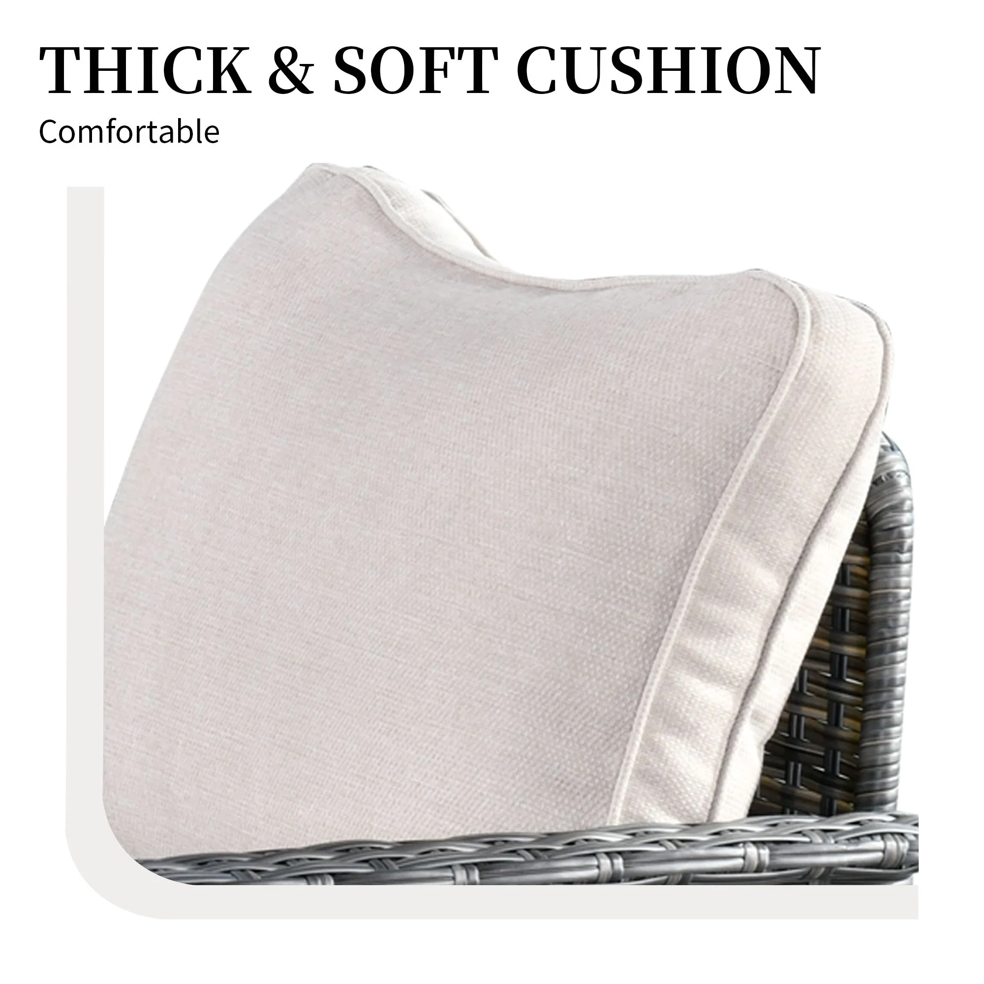 Ovios Rocking Chair Dark Grey Wicker Outdoor Table and Chairs matching Pet Sofa Series