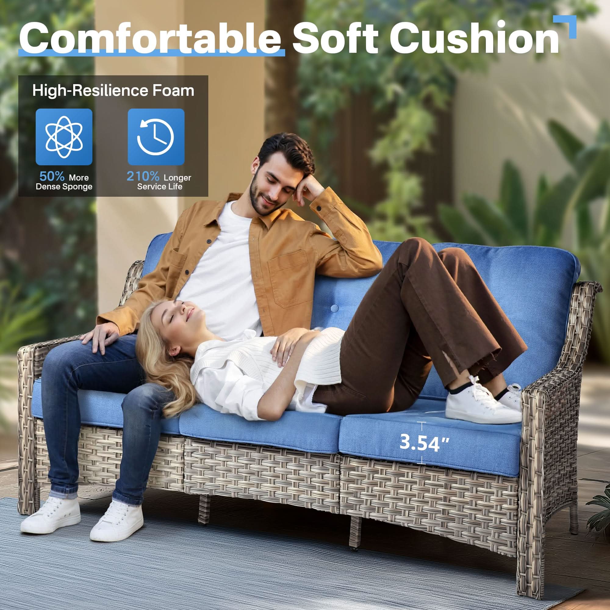 Ovios Outdoor 5 Pieces Coversation Set with 42