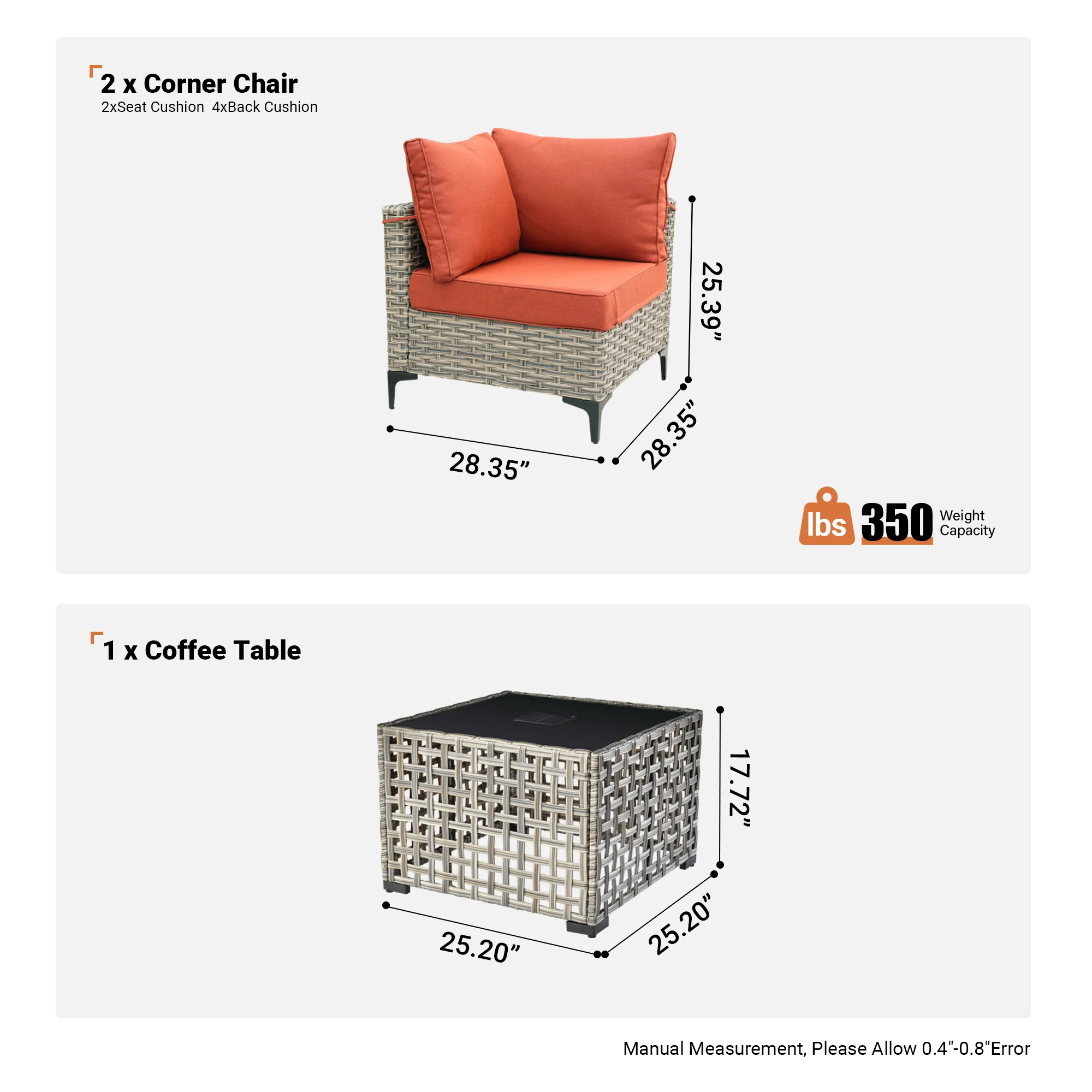 SKT Series - Sectional Outdoor Furniture Set 3-Piece