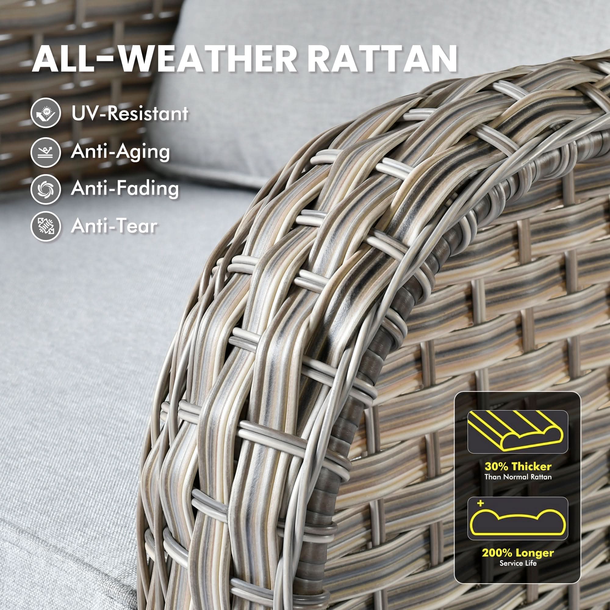 Ovios VNC Series Patio Swivel Chair 3-Piece Set