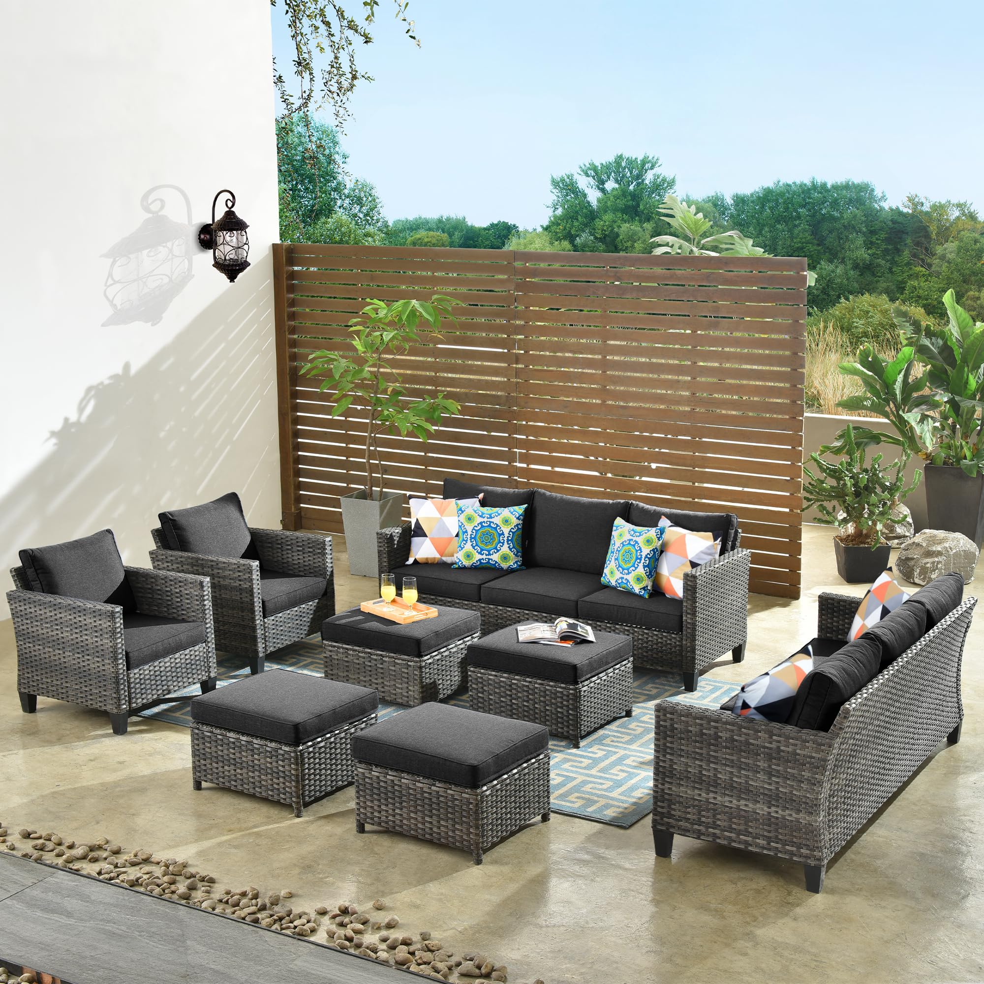 Ovios Patio Furniture Set New Vultros 8-Piece High Back with Cushions