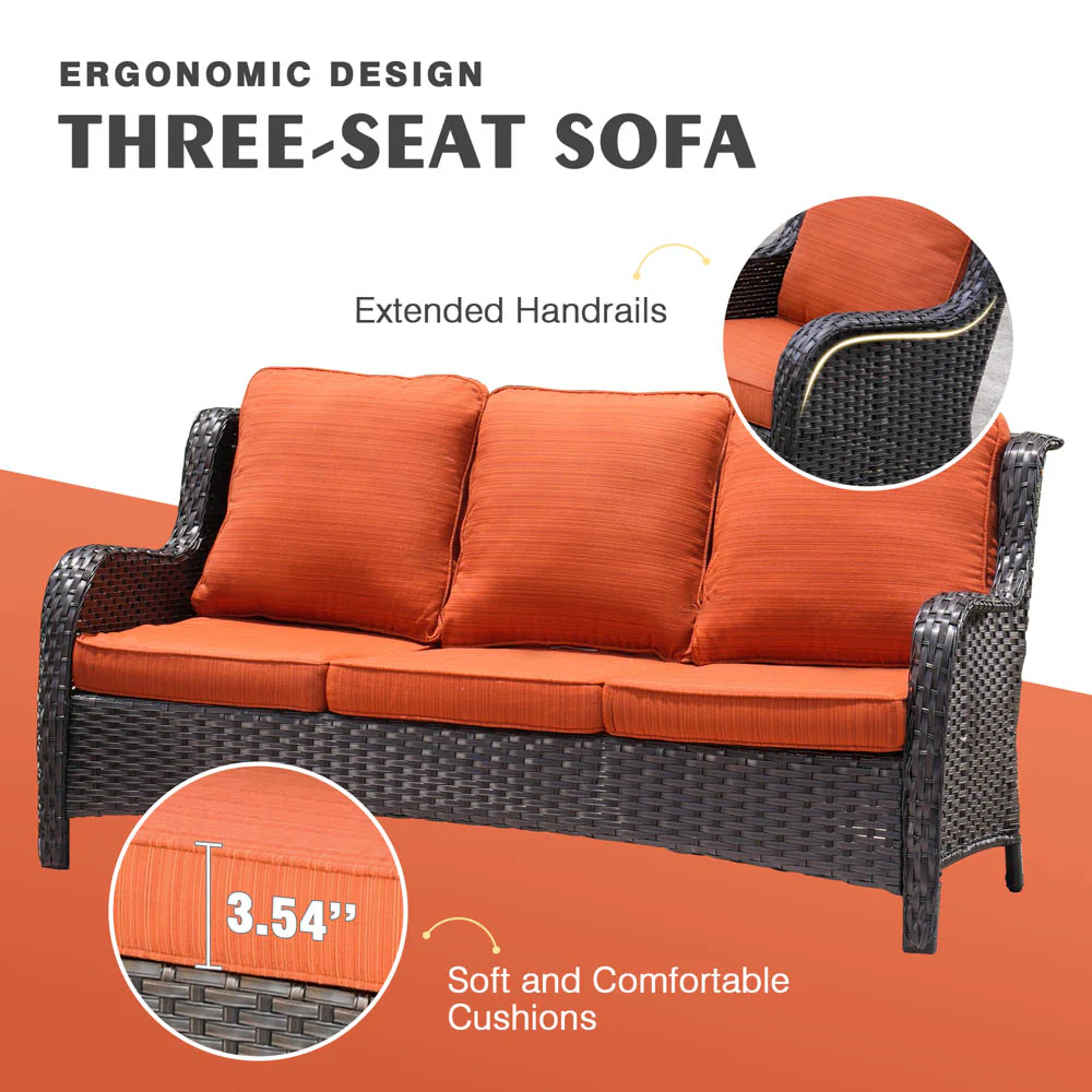 Ovios Patio Kenard 6-Piece Conversation Set with 30'' Propane Fire Pit Table and Rocking Chairs