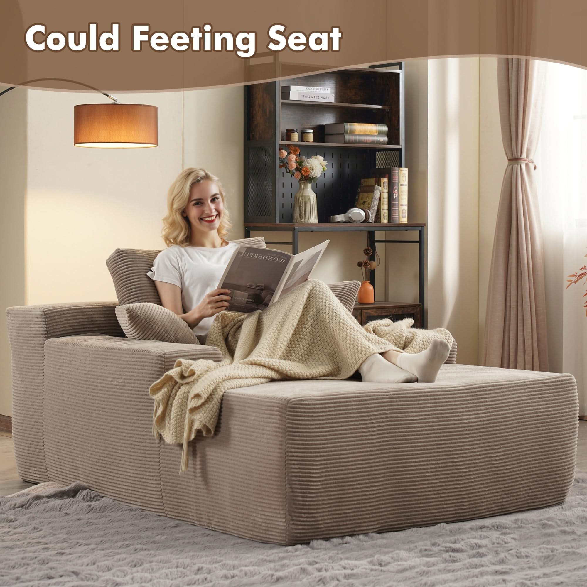 Ovios 67''x48'' Chaise Lounge Chair Indoor, Oversized Upholstered Sofa Bed