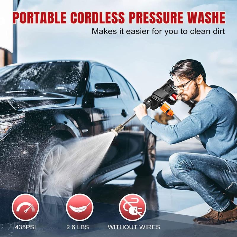Portable Cordless Car Wash Spray Gun High Pressure Car Wash Jet Spray Head, Electric Cordless High Pressure Washer