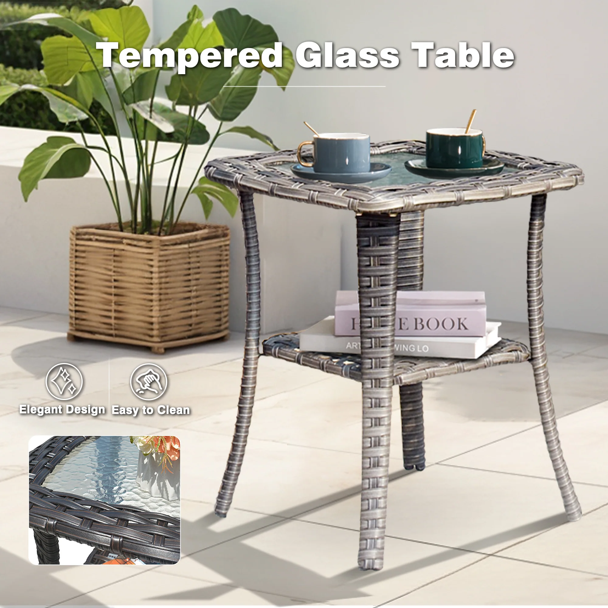 Ovios Outdoor Furniture 7-Piece with 42'' Fire Pit Table and Kenard 2 Rocking Chairs