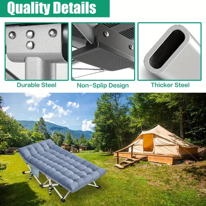 Heavy Duty Double Layer Folding Bed - 1200D 900lb Loading Cot For Adults, Portable Camping Guest Bed With Mattress And Carrying Bag For Home And Outdoor Sleeping, MattressCarrying Bag Home Camping