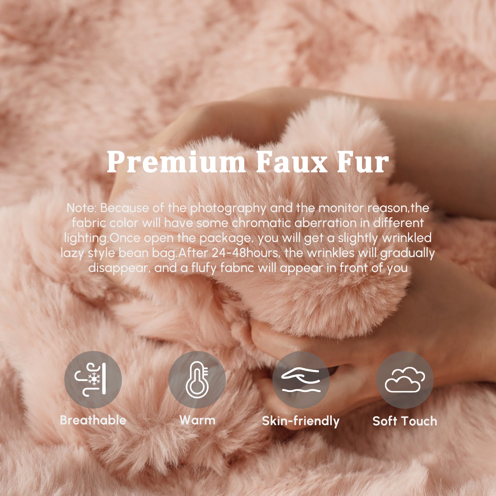 OVIOS Luxurious Fluffy Faux Fur Bean Bag Couch