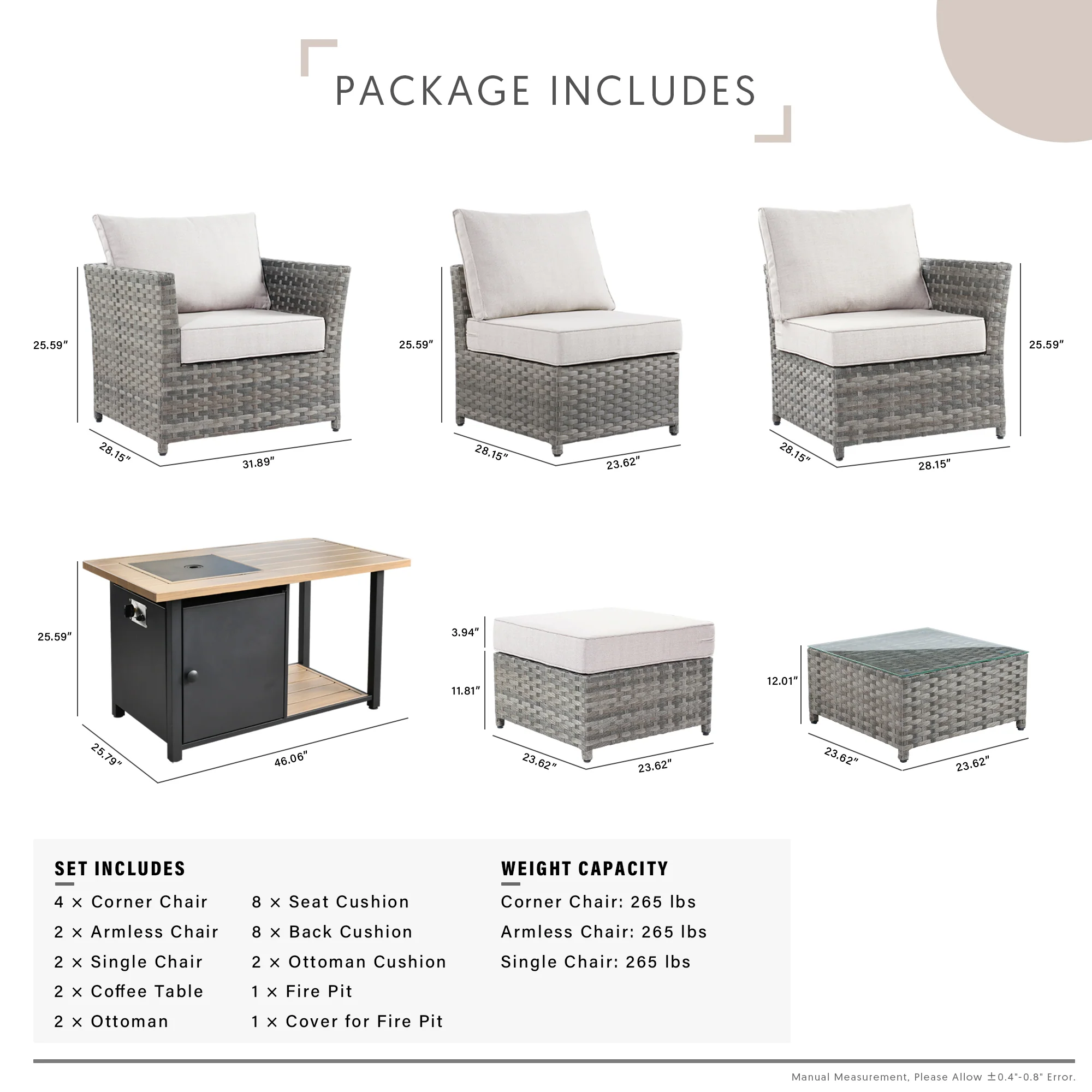 Ovios Patio Furniture Set 13-Piece include 42