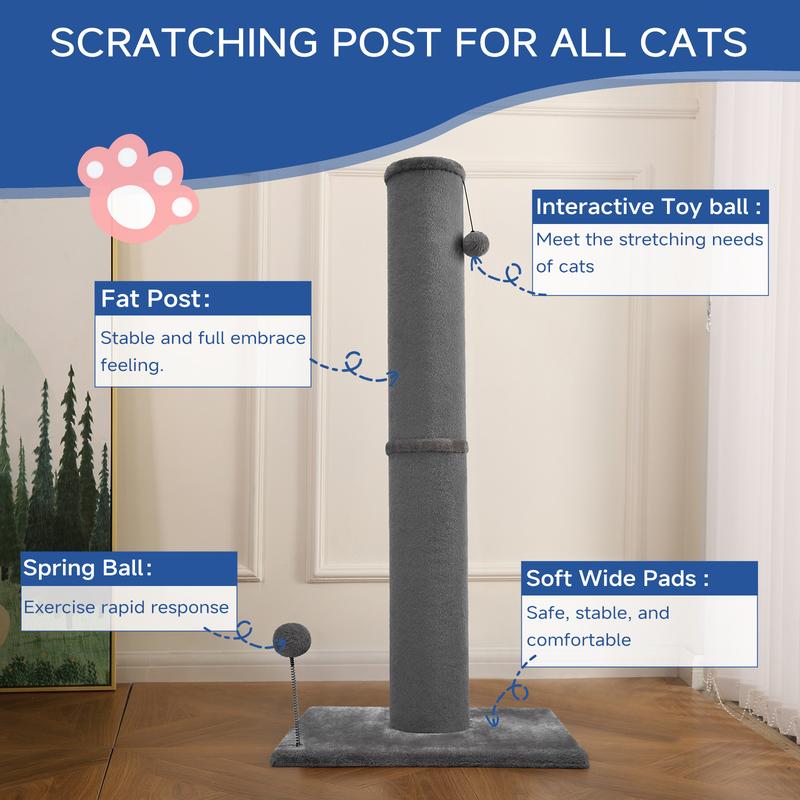 Made4pets Cat Craft Cat Scratching Post, Tall Scratch Post, Carpet Cat Scratching Post with Replaceable Toys, Sturdy Base, big size Indoor Play