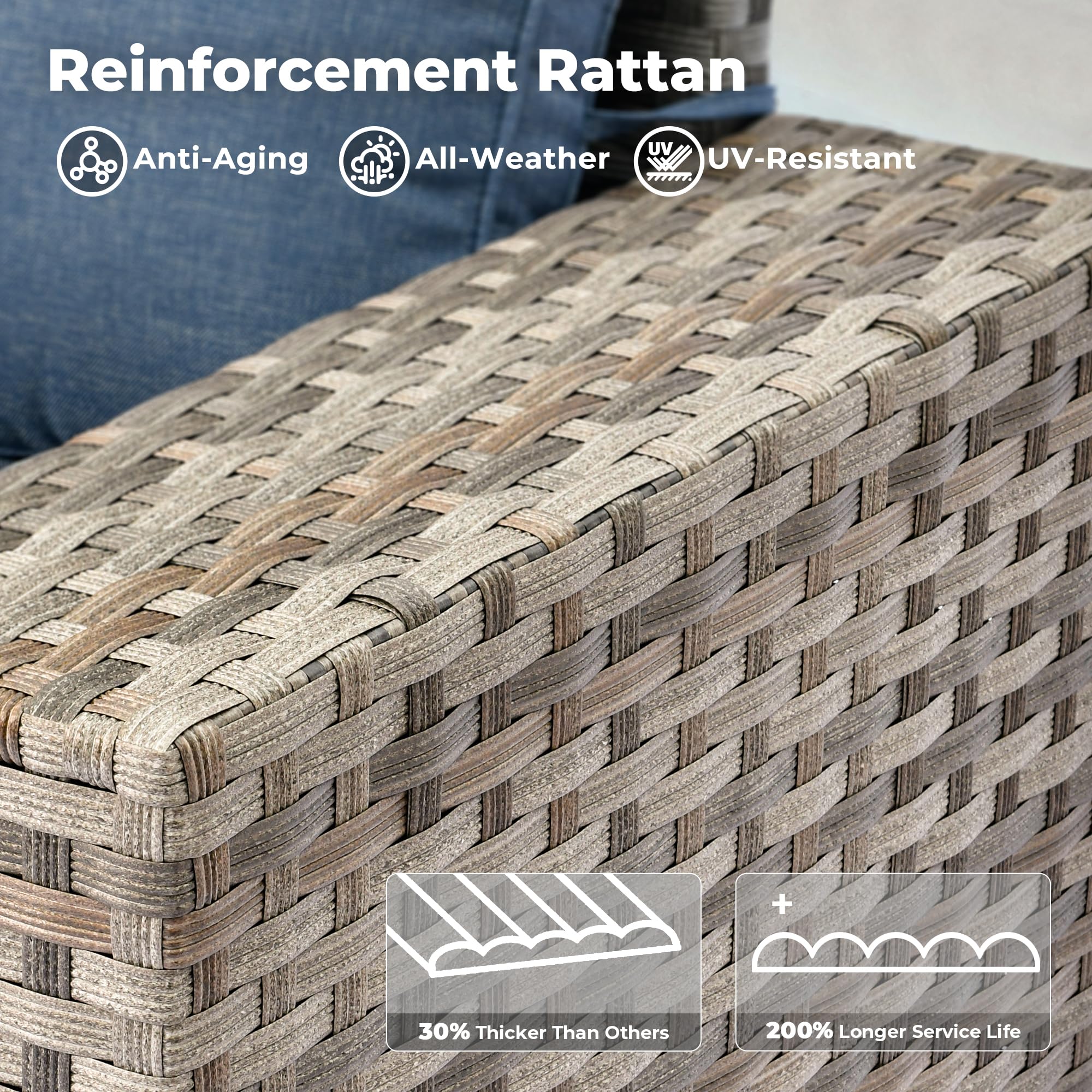 Ovios 8 Pieces Patio Furniture Set, Outdoor Sectional Sofa with Swivel Rocking Chair