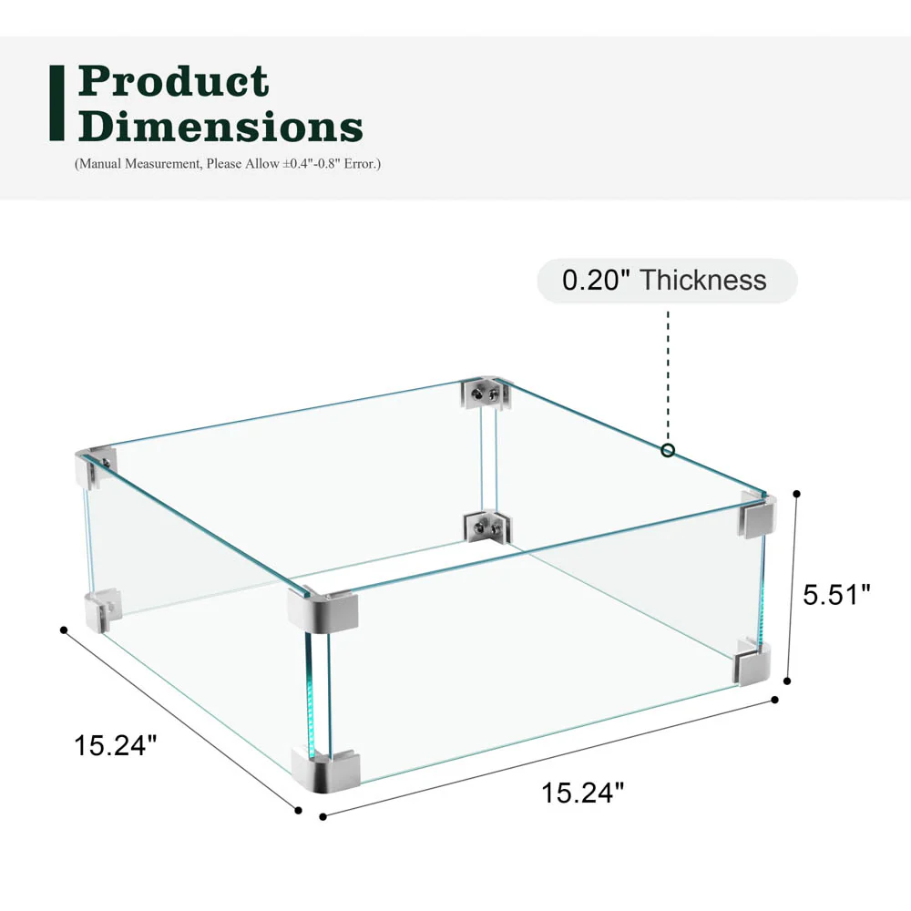 Ovios Glass Wind Guard for Fire Pit Table