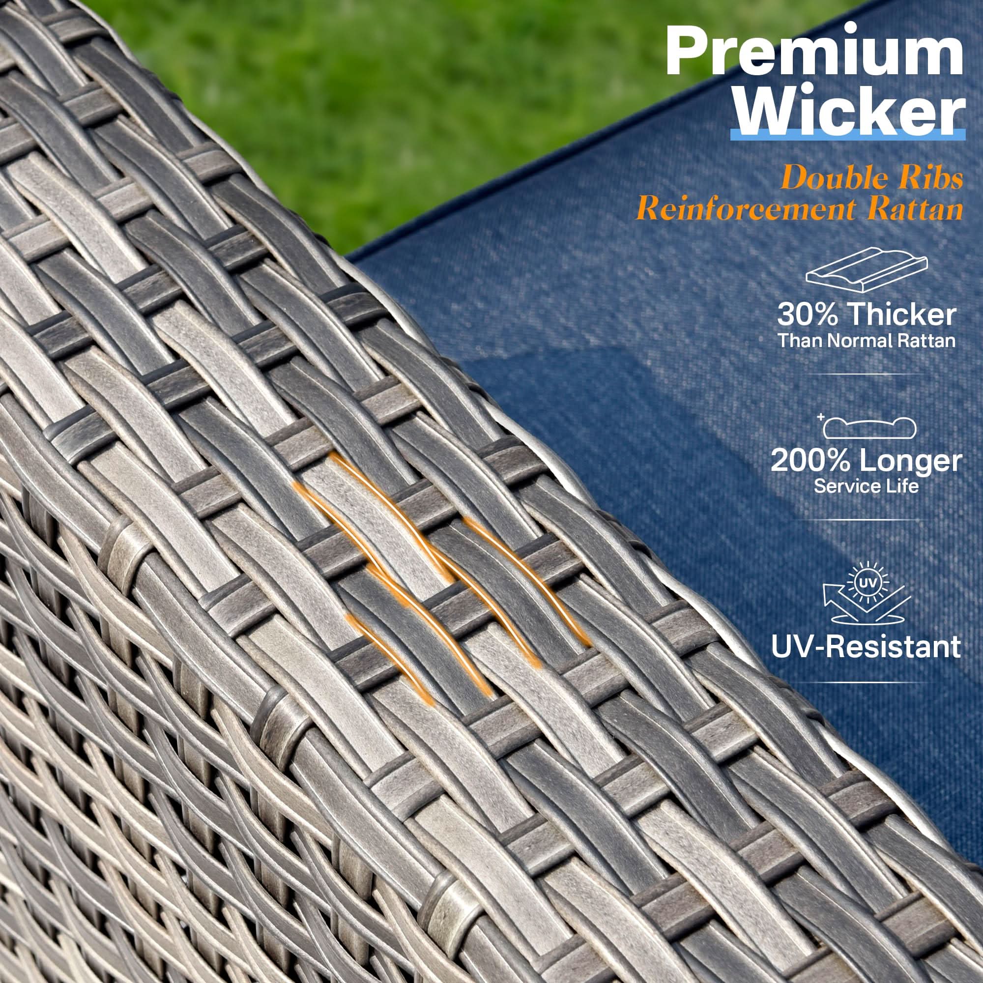 Ovios Outdoor 9 Piece Coversation Set with Swivel Rocking Chair,Sectional Patio Furniture Set with All-Weather Wicker Sofa