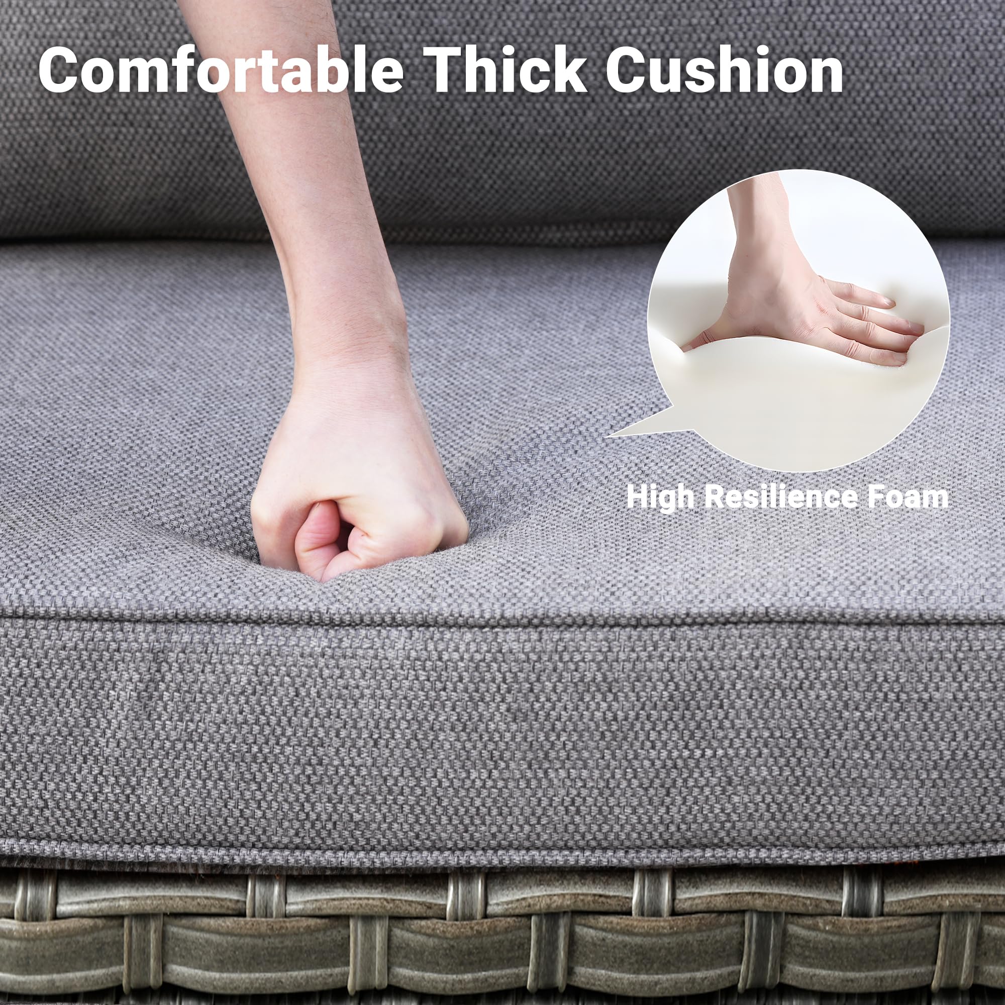 Ovios Patio Vultros 6-Piece Set With Swivel Chair Lover seat and 30'' Propane Fire Pit Table