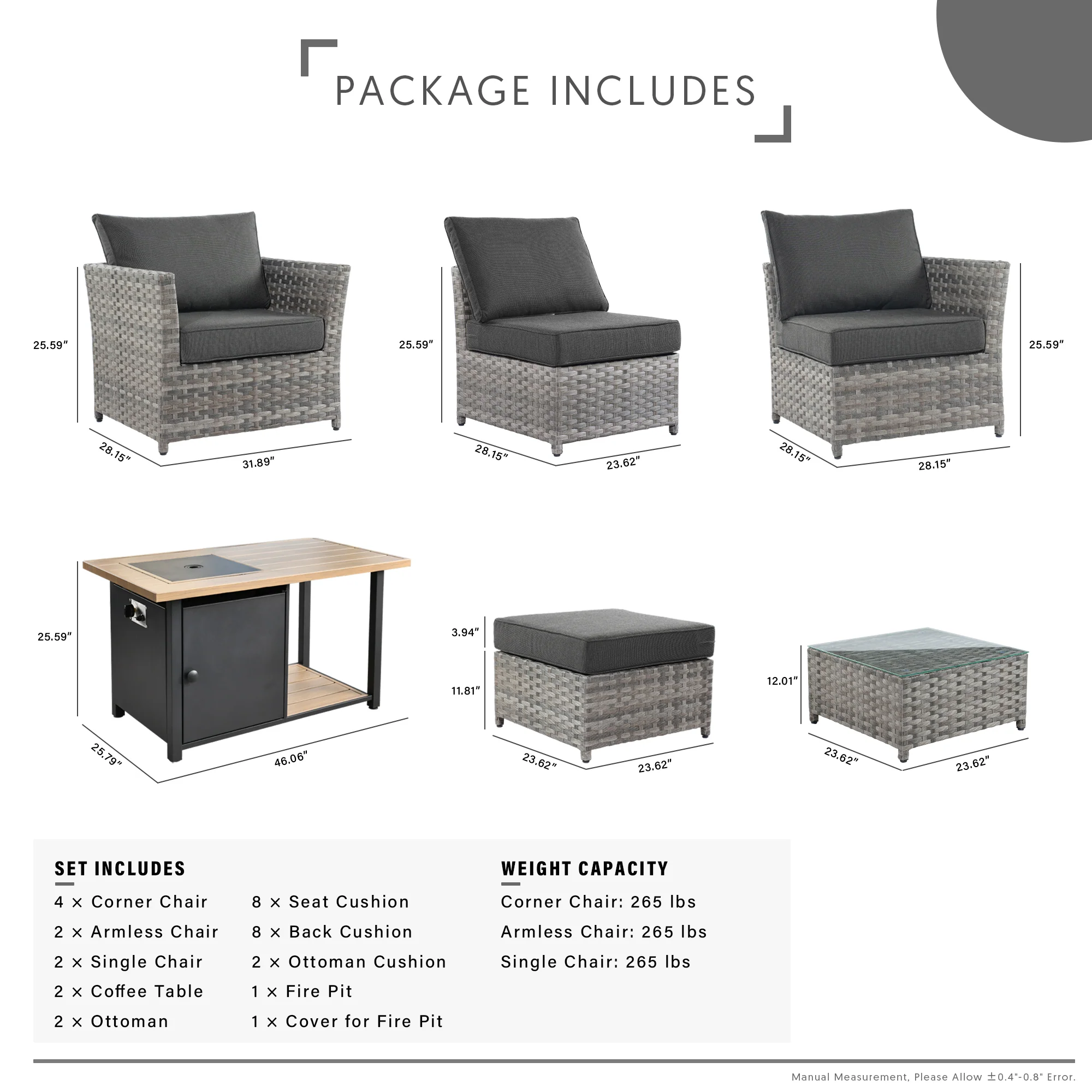 Ovios Patio Furniture Set 13-Piece include 42