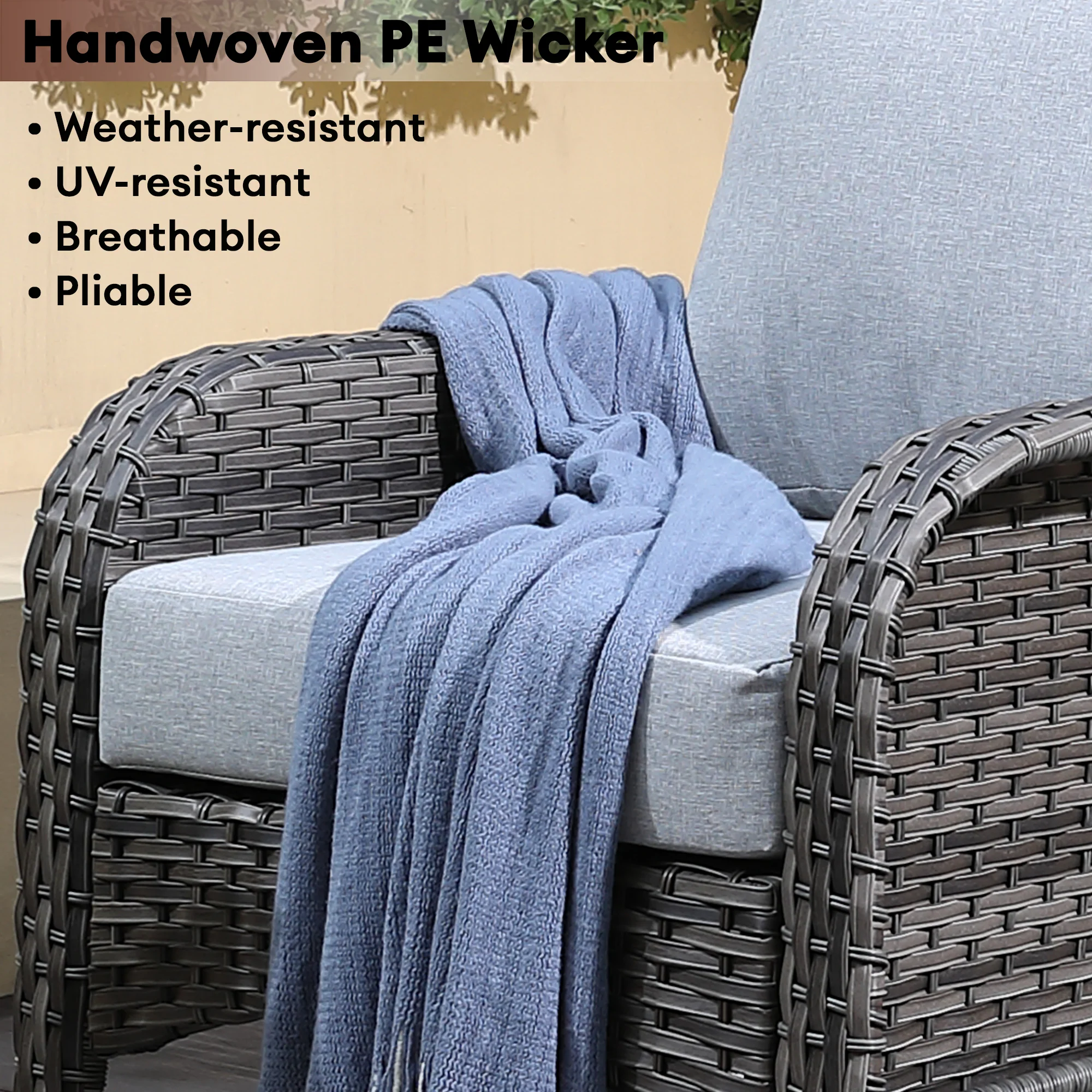 Ovios Patio Furniture Set New August 4 Piece High Back All Weather PE Wicker