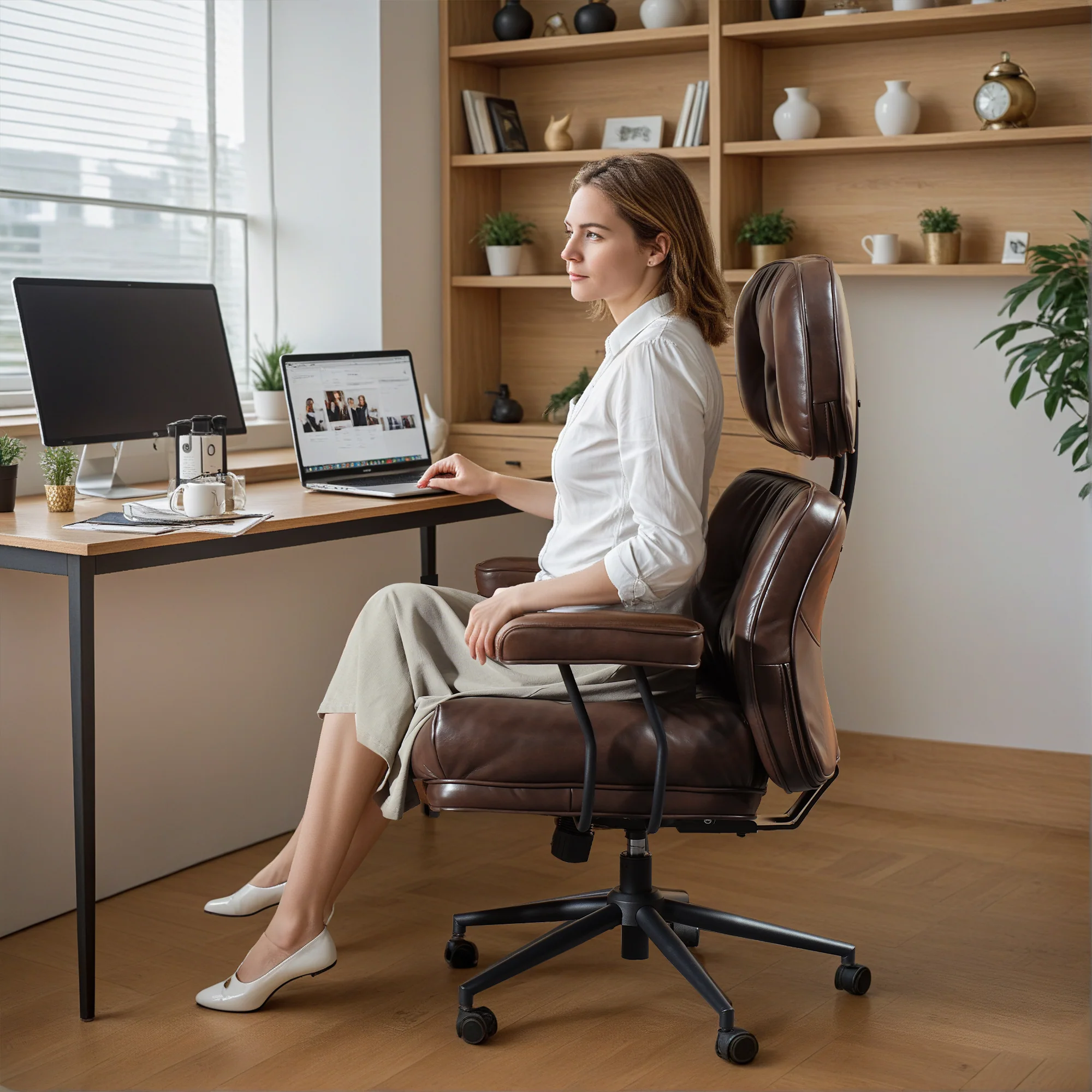 Ovios Office Executive Chair Oversize Cushions PU Fabric