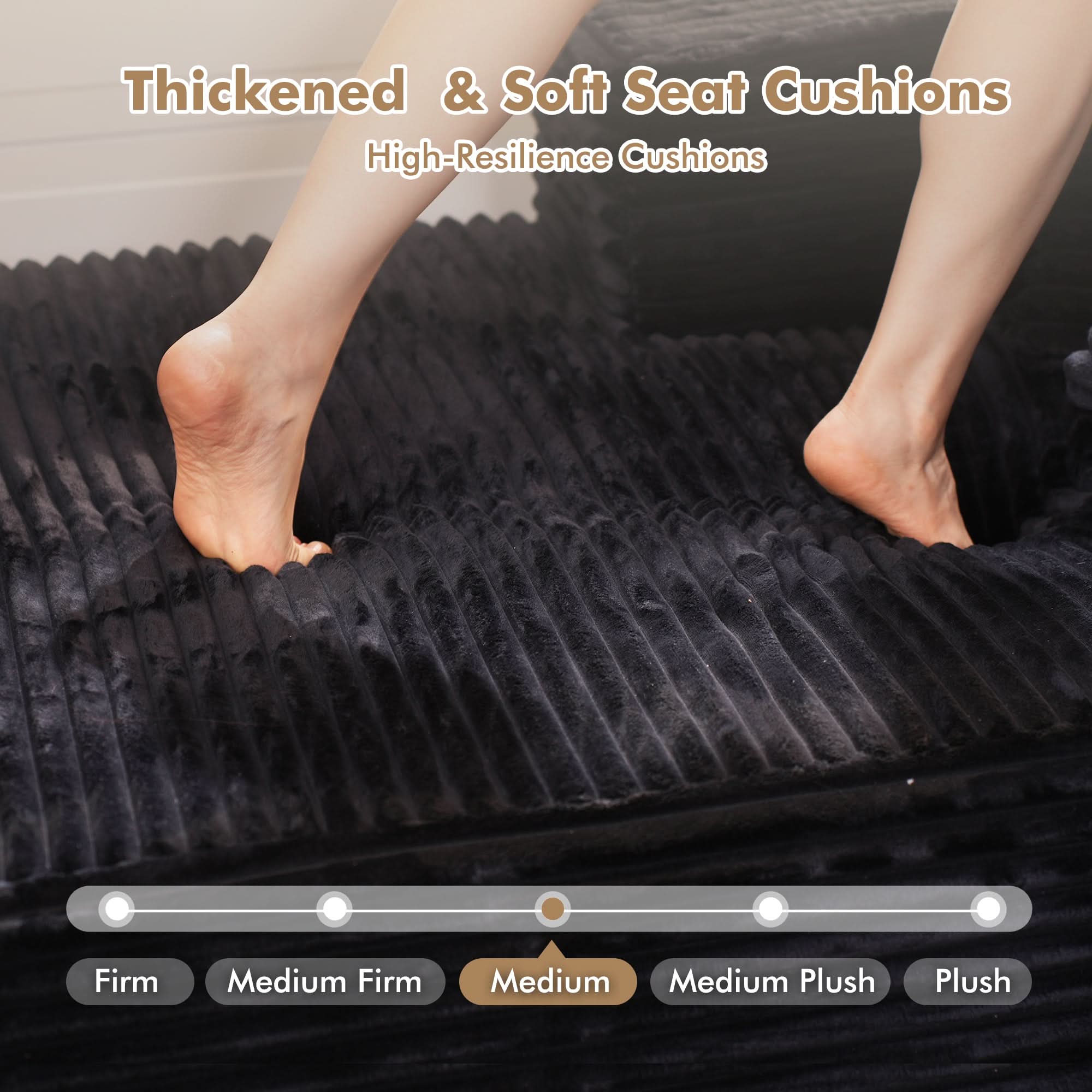 Ovios L-Shaped Cloud Sectional Sofa with Chaise - Plush Corduroy, Memory Foam & No Assembly