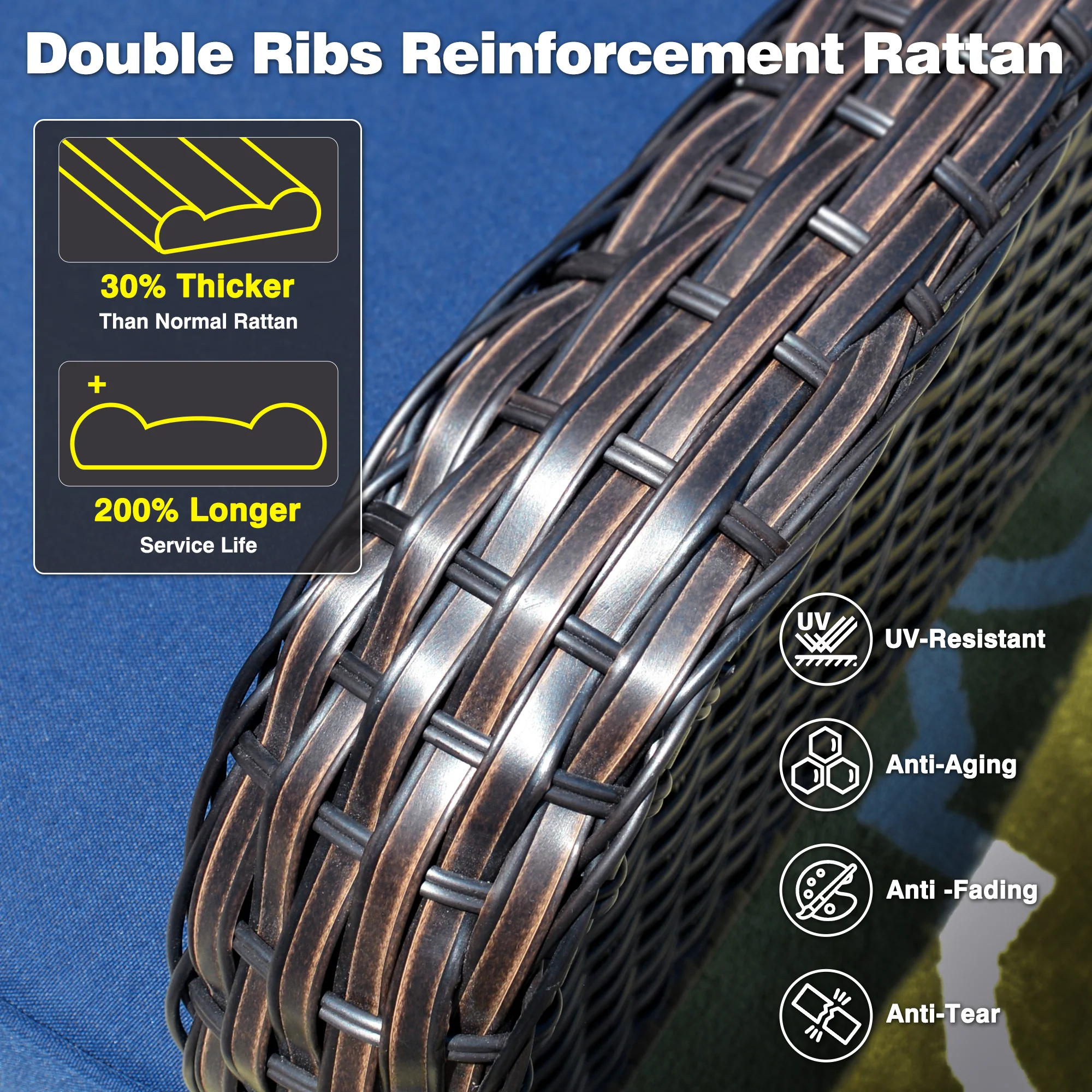 Ovios Outdoor Furniture 7-Piece with 42'' Fire Pit Table and Kenard 2 Rocking Chairs