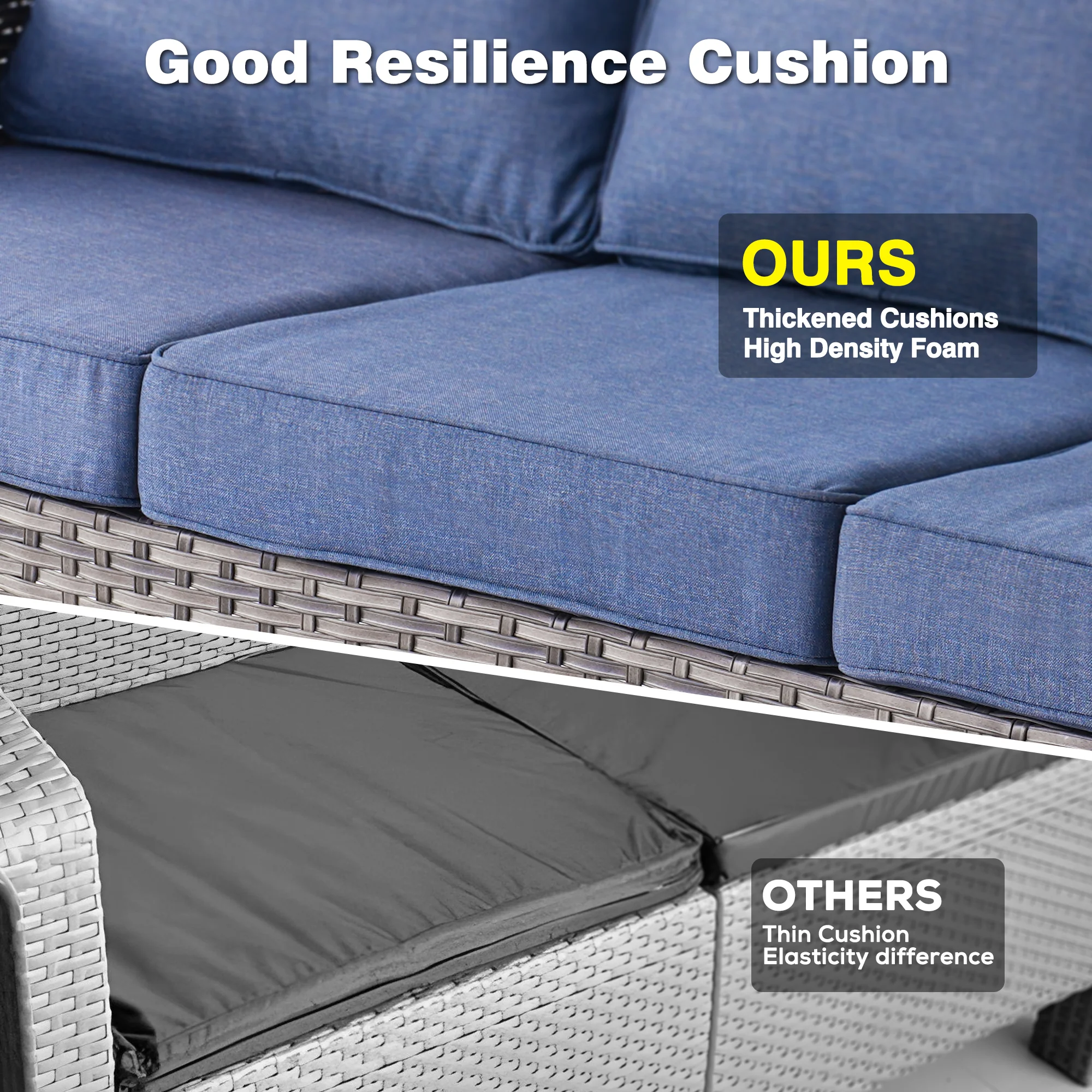 Ovios Outdoor Furniture 7-Piece with 42'' Fire Pit Table and Kenard 2 Rocking Chairs