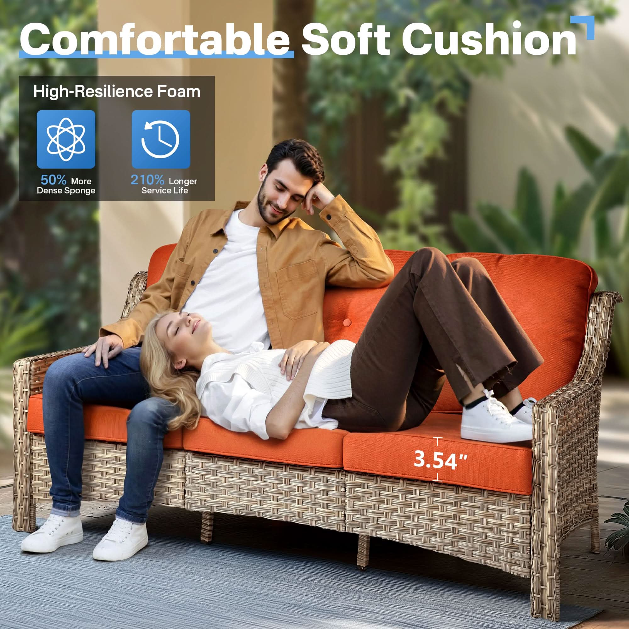 Ovios Outdoor 5 Pieces Coversation Set with 42