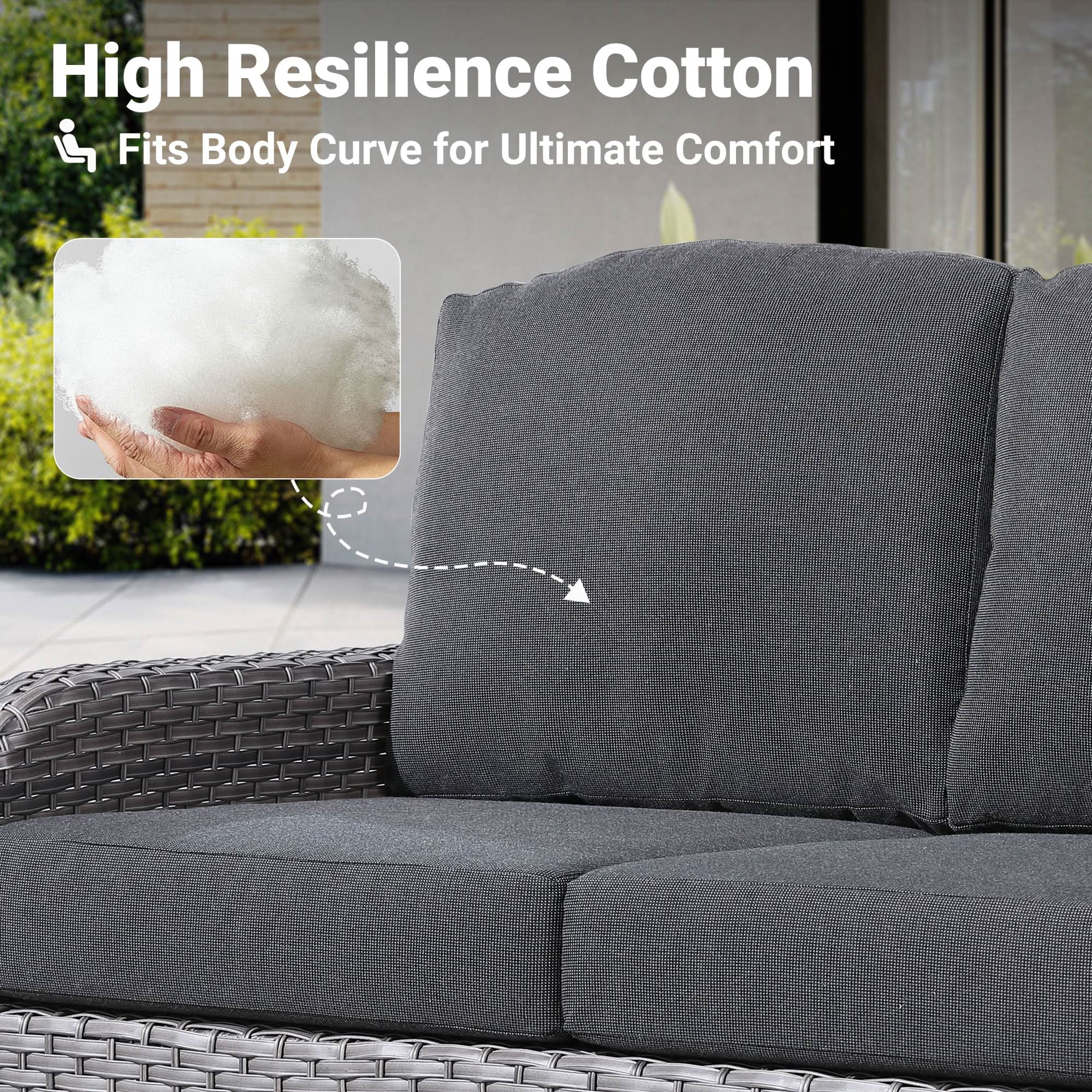 Ovios Patio Furniture Set New August 4 Piece High Back All Weather PE Wicker