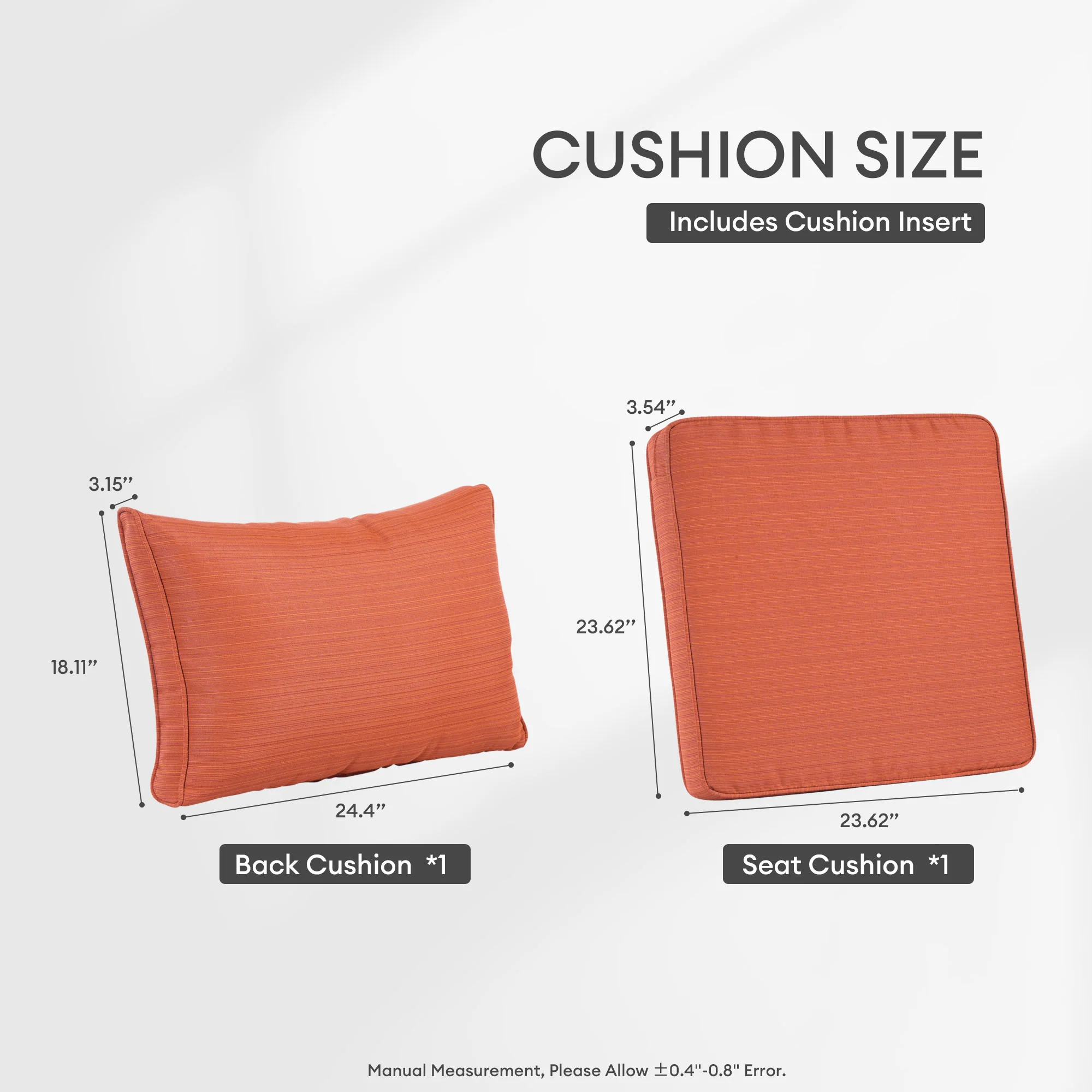 Ovios Vultros Series Replacement Seat, Back, Ottoman Cushion (Refer to the Dimension in Description)