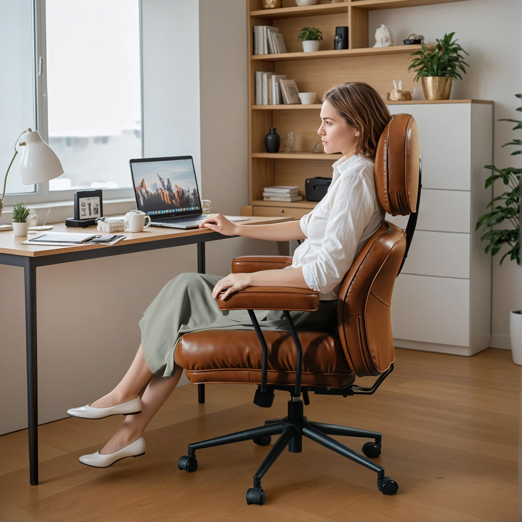 Ovios Office Executive Chair Oversize Cushions PU Fabric