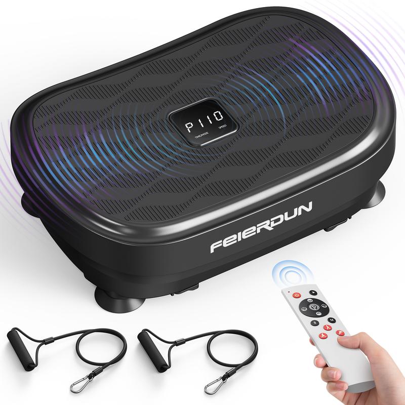 FEIERDUN Vibration Plate Exercise Machine,Lymphatic Drainage Machine, Power Plate Vibration Platform w/ Loop Bands for Wellness and Fitness