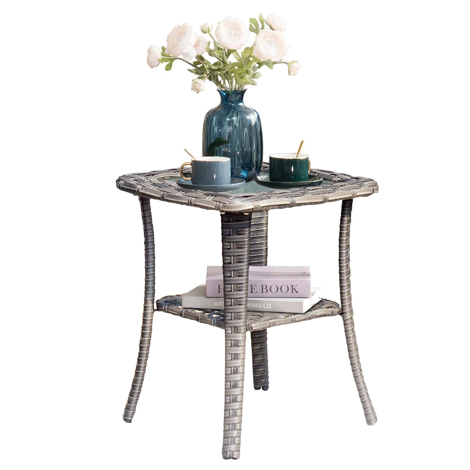 Ovios Balcony Side Table with Tempered Glass Top for GRS/NTC/HOP/NDS Series