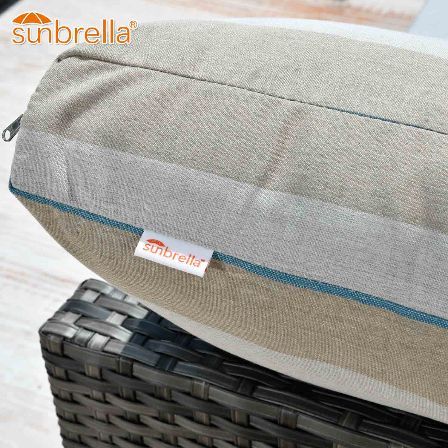 Ovios Outdoor Furniture Bigger Size 9-Piece with Grey Sunbrella, Fully Assembled, King Series, with 2 Chairs