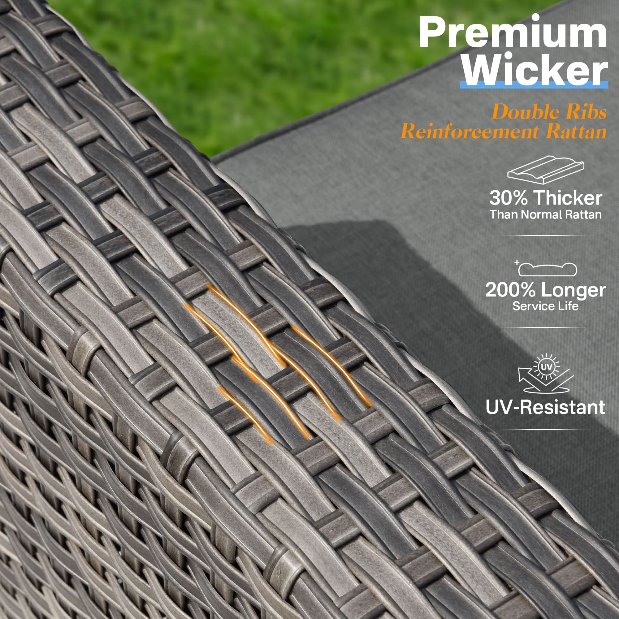 Ovios Outdoor 9 Piece Coversation Set with Swivel Rocking Chair,Sectional Patio Furniture Set with All-Weather Wicker Sofa