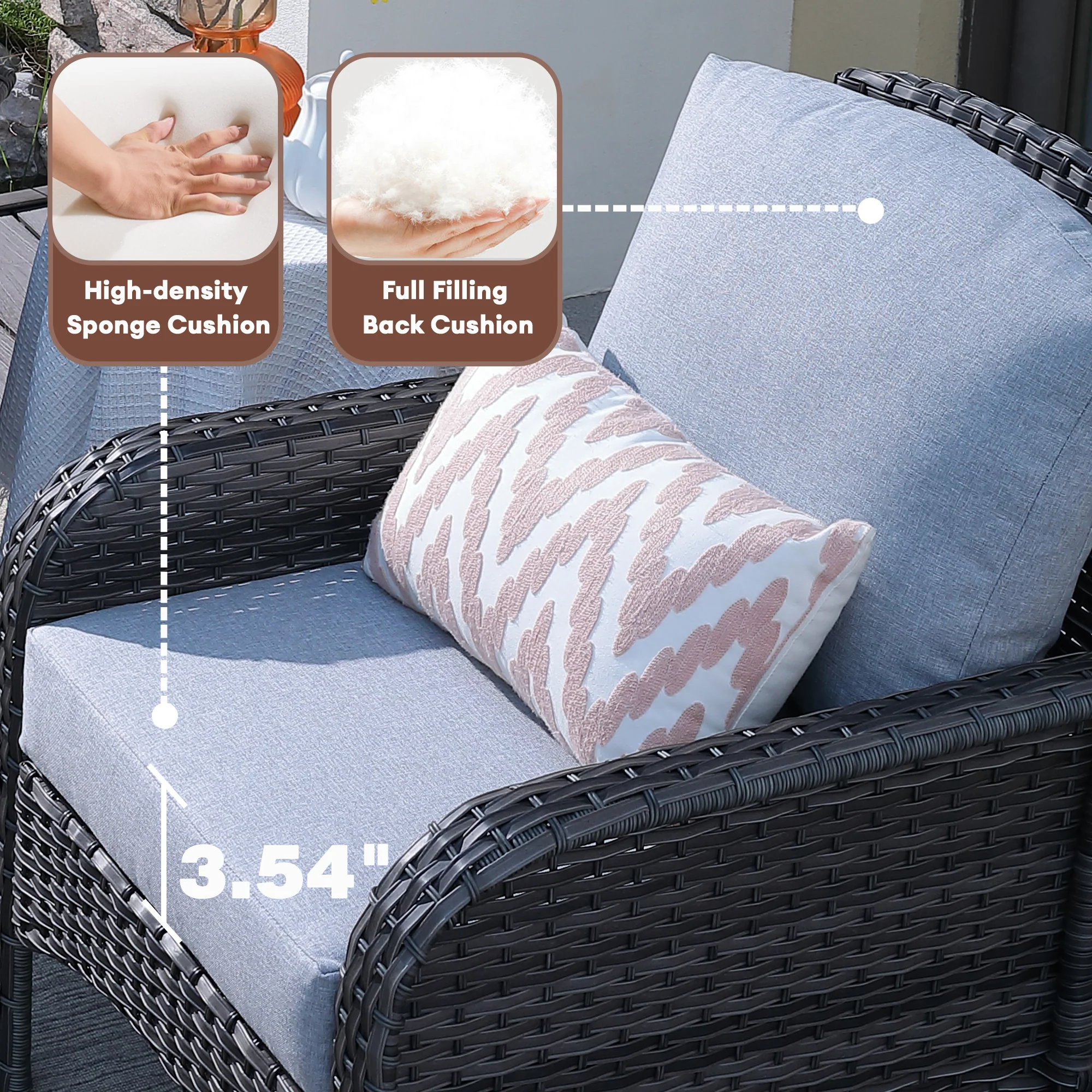 Ovios Patio Furniture Set New August 4 Piece High Back All Weather PE Wicker