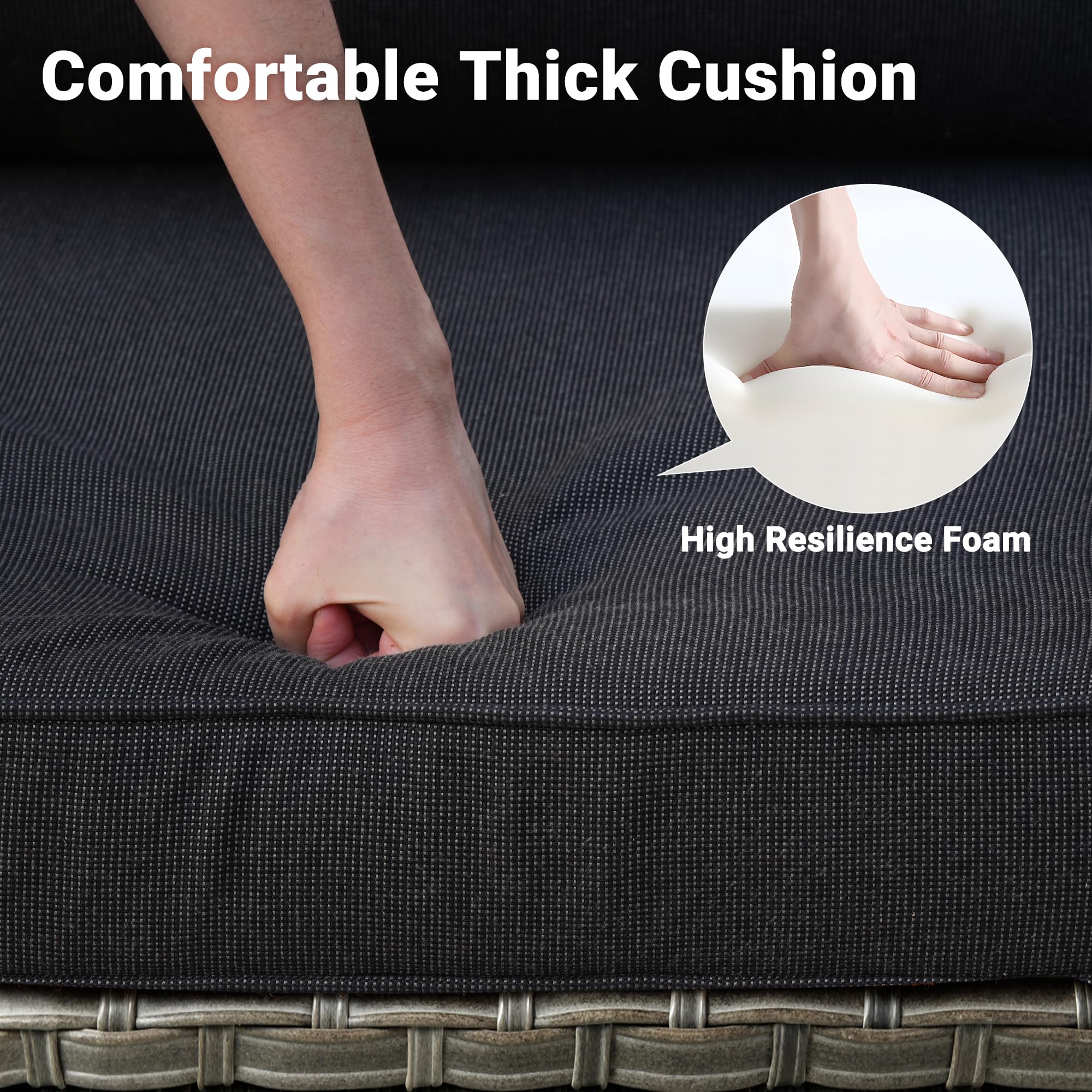 Ovios Patio Vultros 6-Piece Set With Swivel Chair Lover seat and 30'' Propane Fire Pit Table