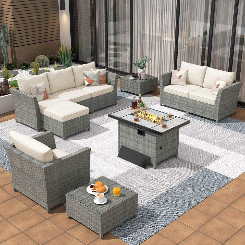 Ovios New Rimaru Series Patio Furniture Set 10-Piece include 42