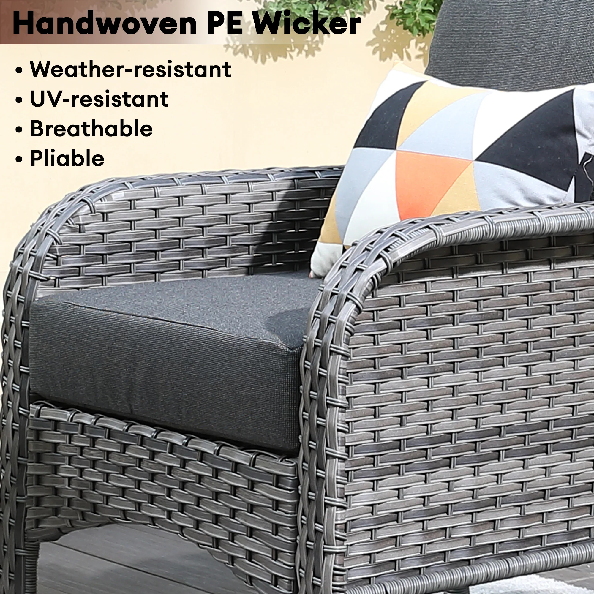 Ovios Patio Furniture Set New August 4 Piece High Back All Weather PE Wicker