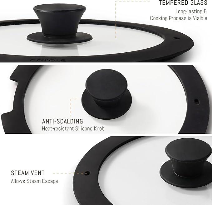 CAROTE 18pcs Detachable Handle Nonstick Cookware Set, Blue/Green/Black/Taupe/White, Pots and Pans, Oven safe Frying Pan, Dishwasher Safe