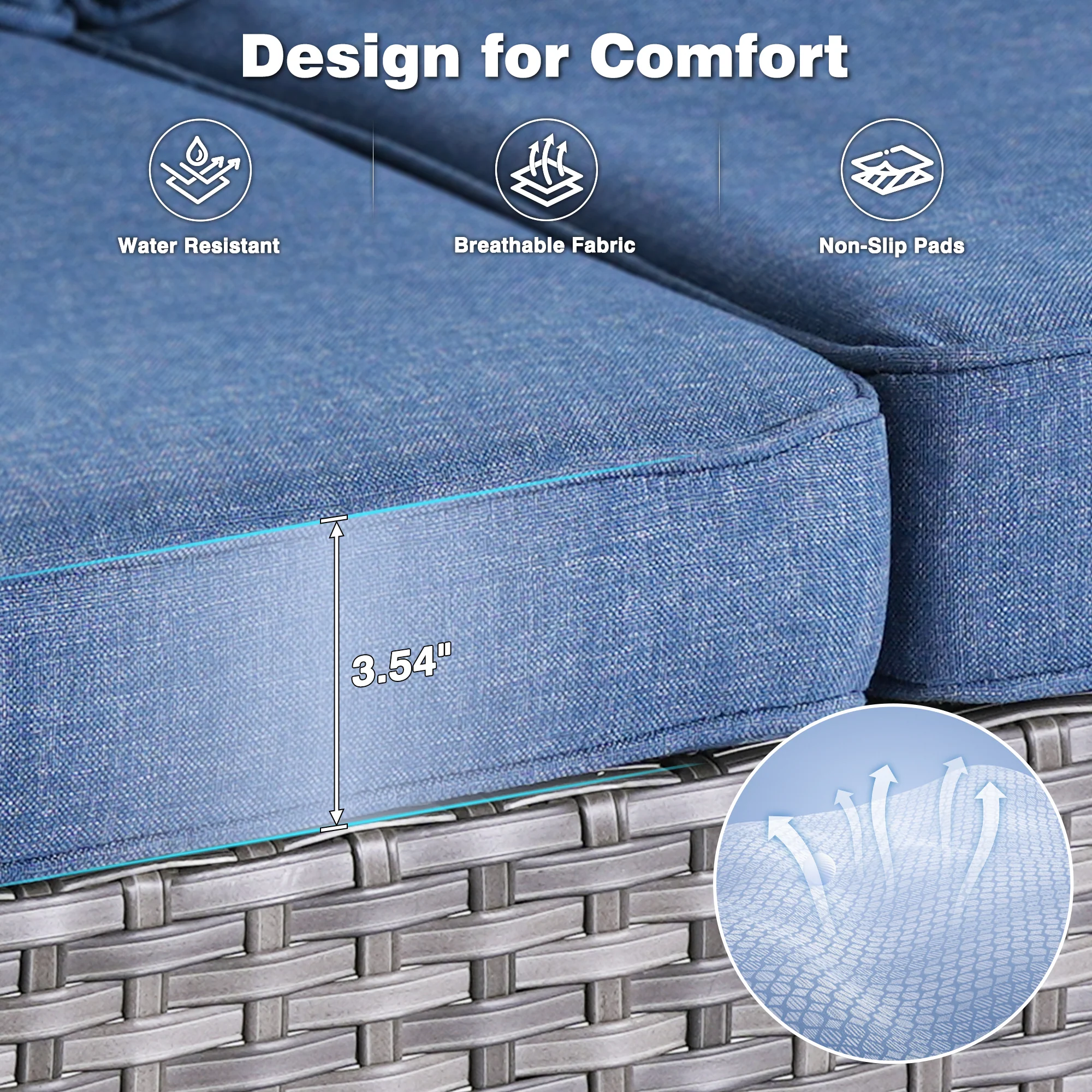 Ovios Outdoor Furniture 7-Piece with 42'' Fire Pit Table and Kenard 2 Rocking Chairs