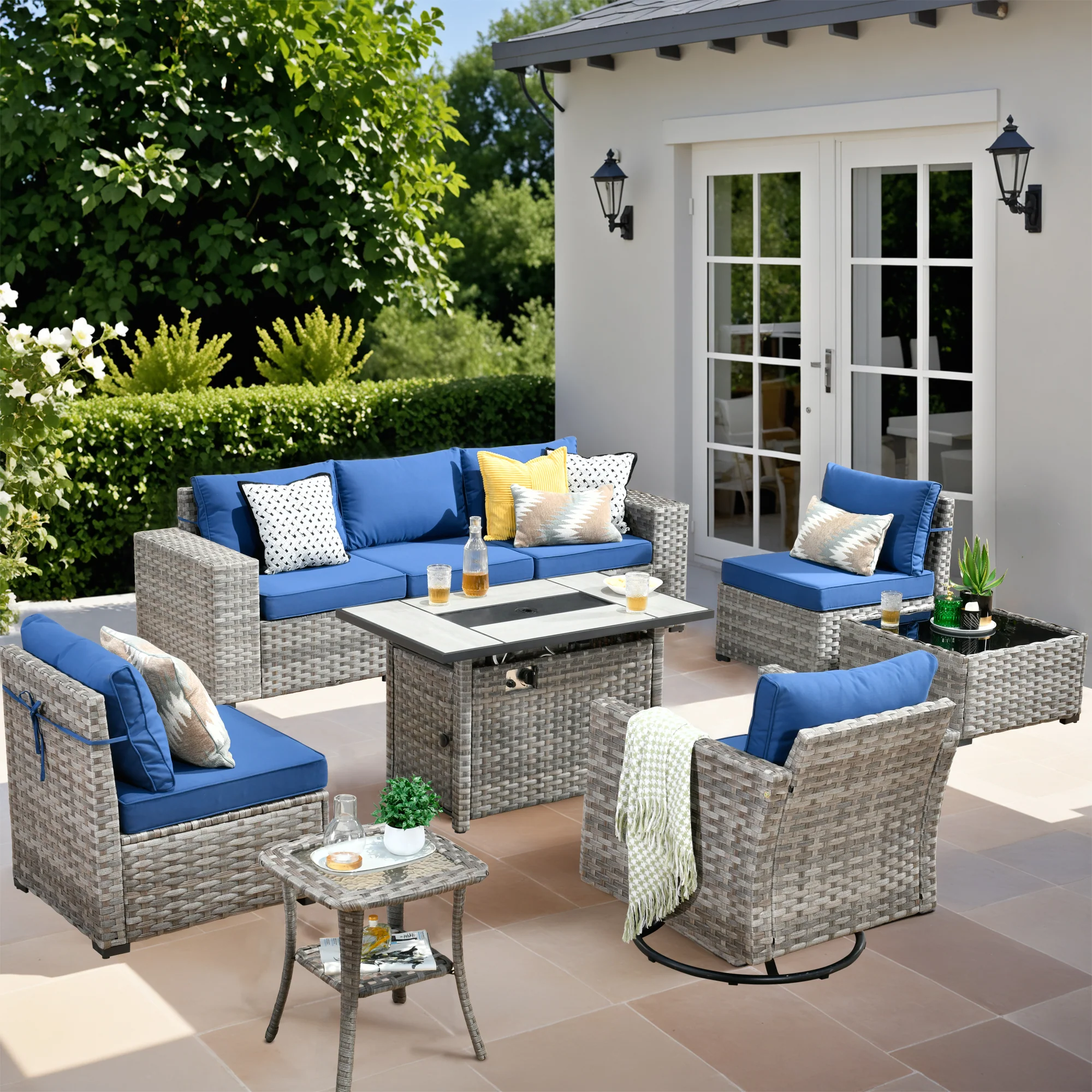 Ovios 9-Piece Outdoor Furniture Set with 7.68'' Wide Armrests