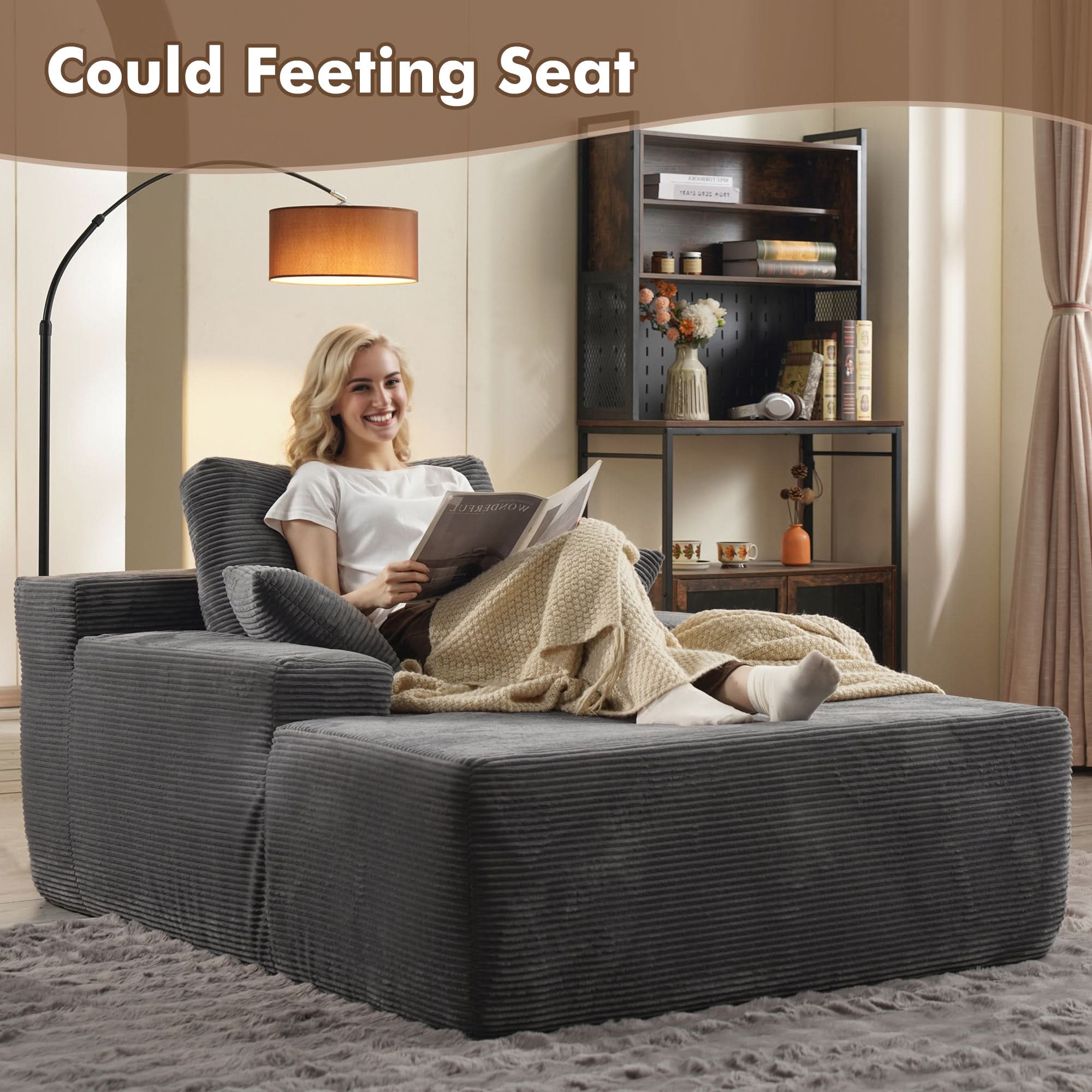 Ovios 67''x48'' Chaise Lounge Chair Indoor, Oversized Upholstered Sofa Bed